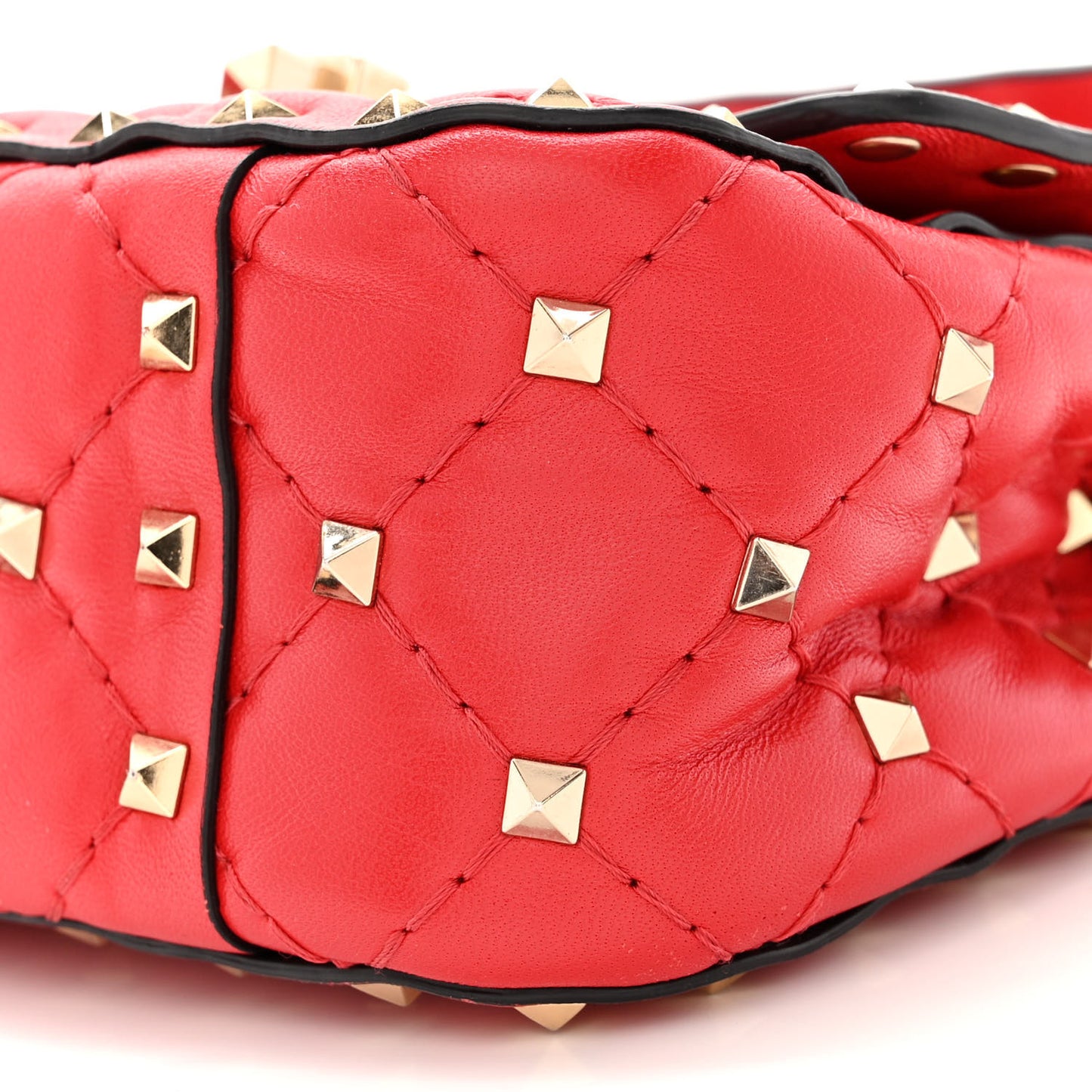 Lambskin Micro Rockstud Spike Shoulder Bag Red