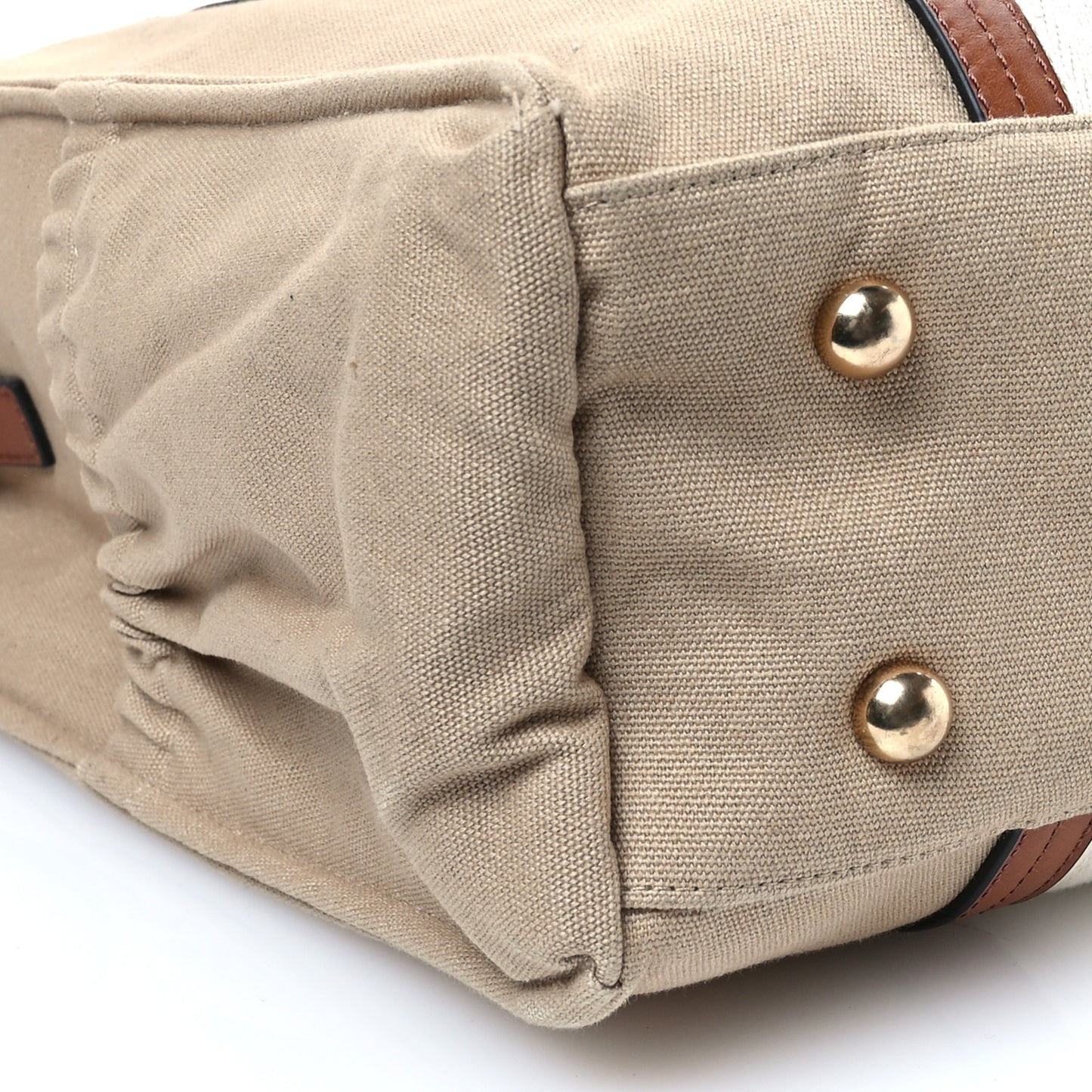 Cotton Calfskin Diaper Bag White Brown