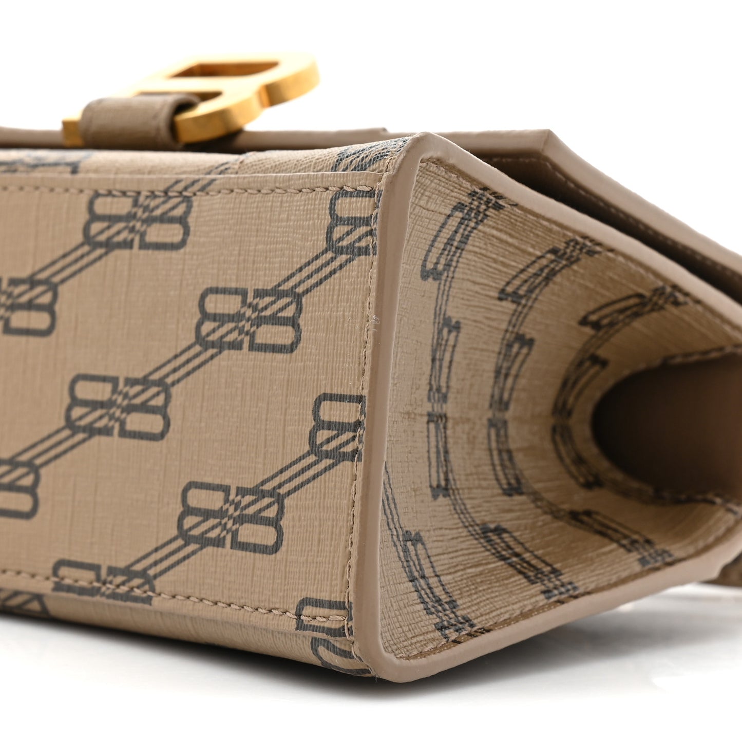 Coated Canvas BB Monogram Hourglass Top Handle Bag XS Beige Brown