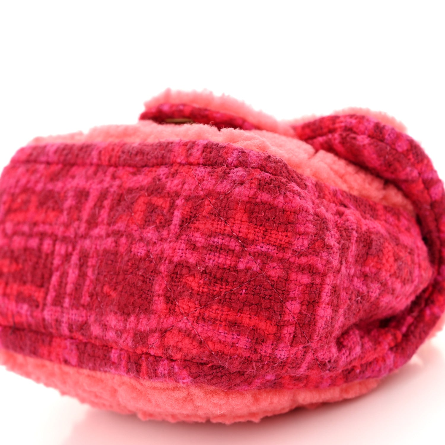 Chanel Shearling Tweed Quilted Mini Square Flap Bag Pink 10 of 11