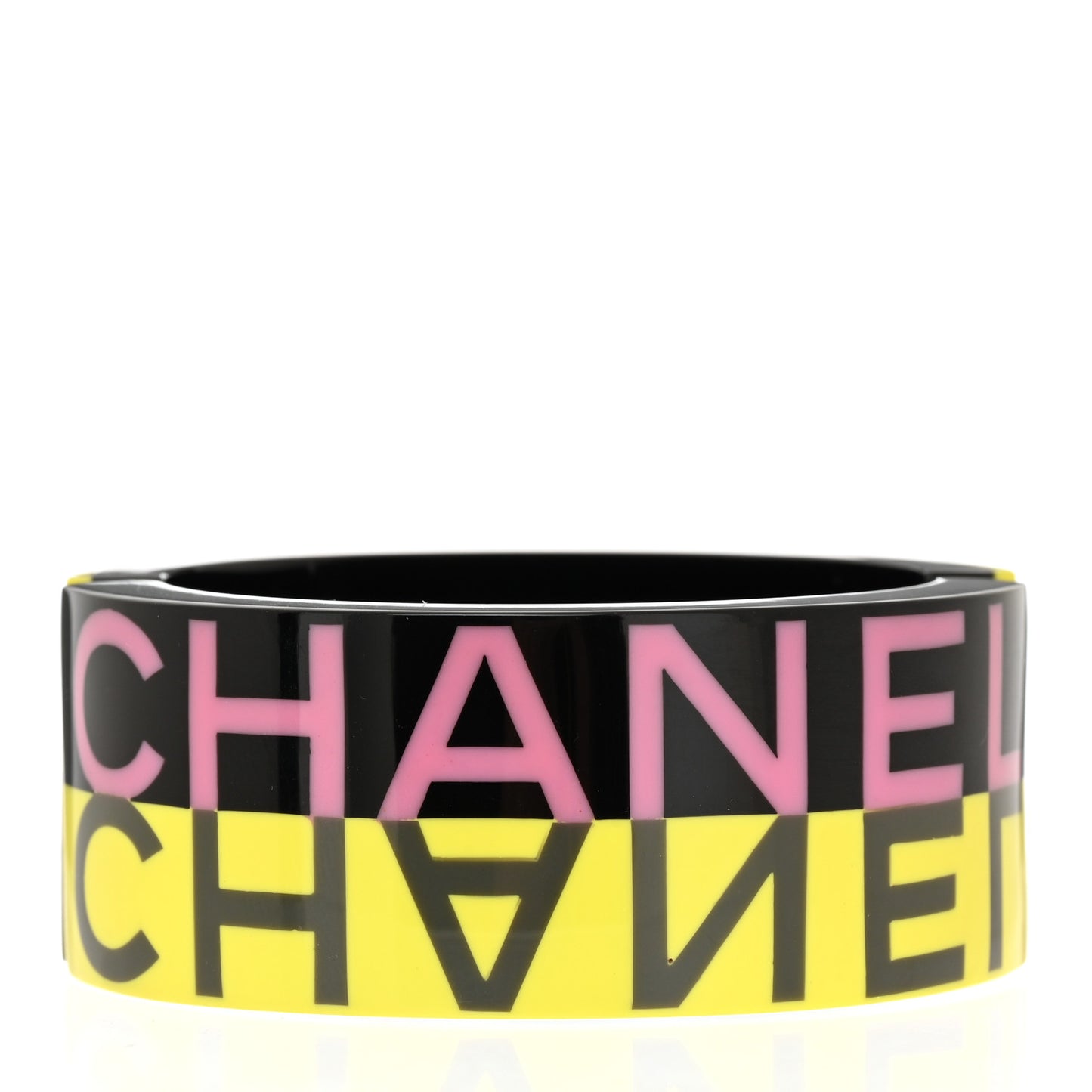 Resin CC Cuff Bracelet Black Yellow Pink
