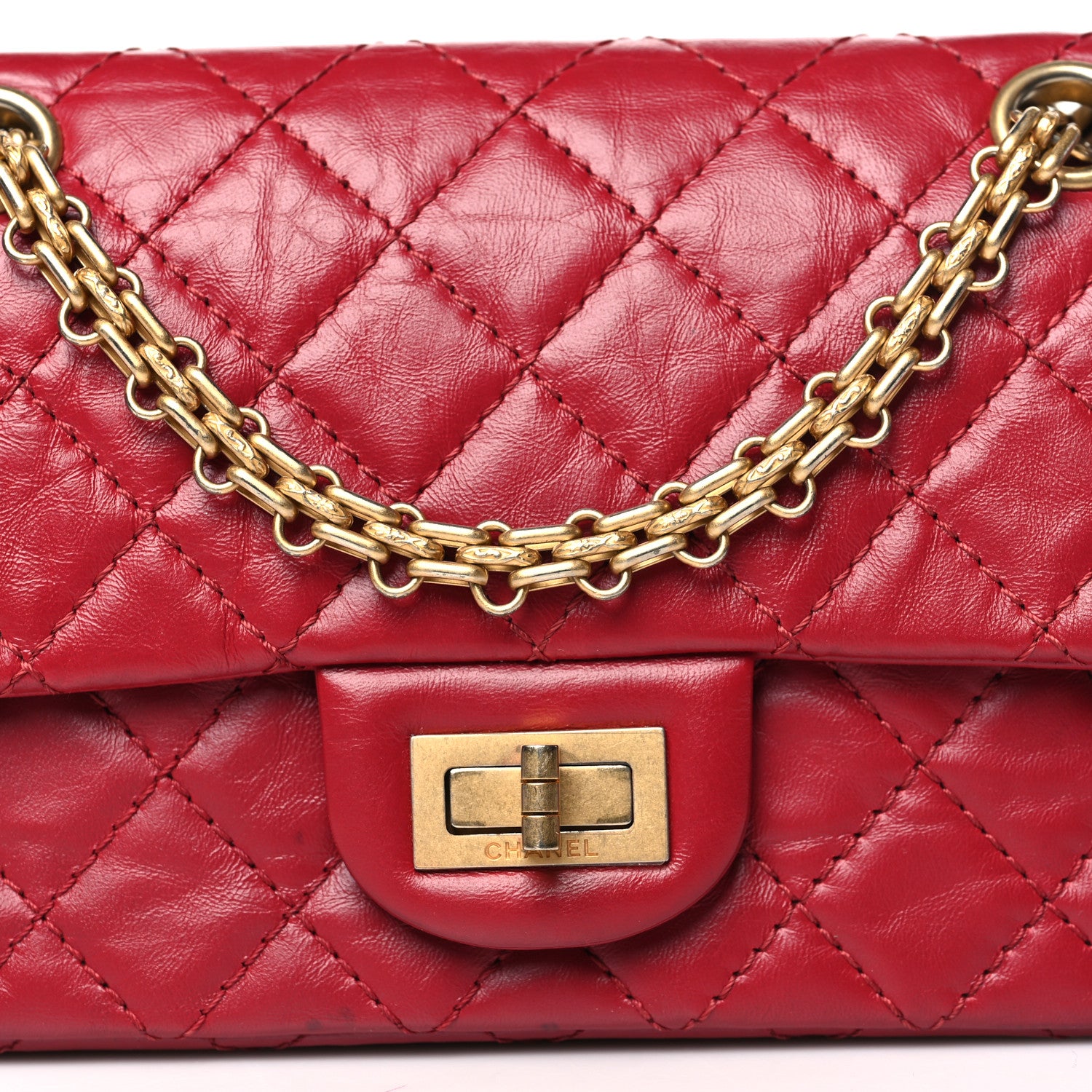 Chanel Aged Calfskin Quilted 2.55 Reissue Mini Flap Red 8 of 10