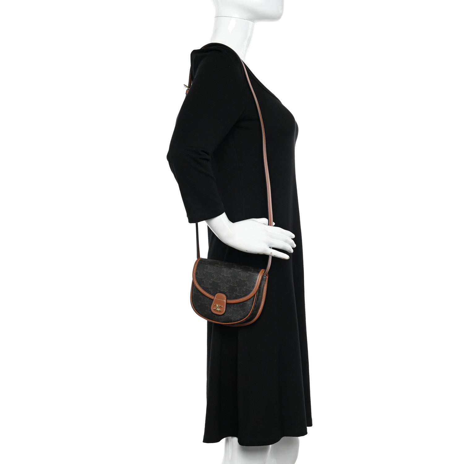 Celine Canvas Calfskin Triomphe Mini Besace Tan 2 of 11