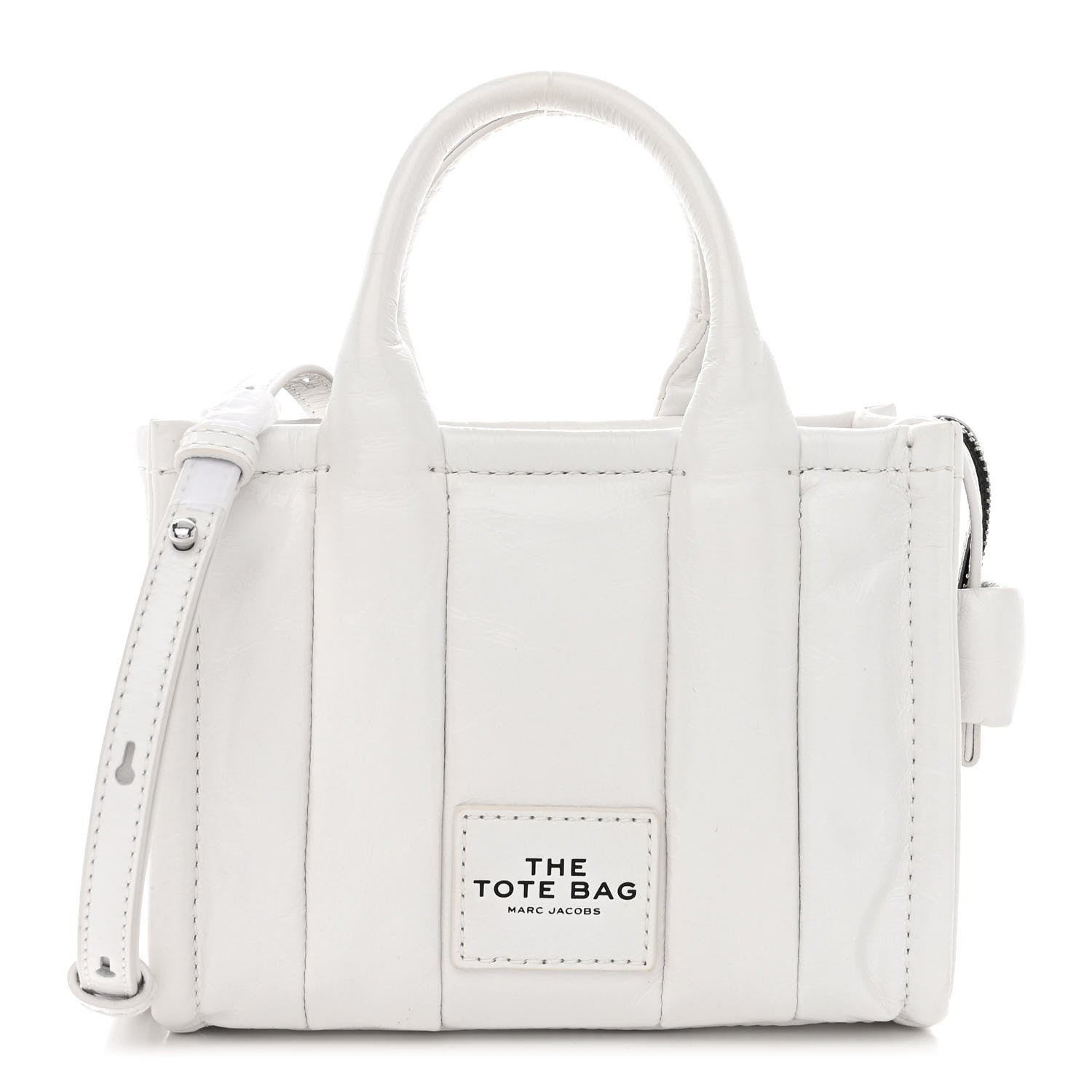 Marc Jacobs Shiny Crinkled Calfskin Mini The Tote Bag White 1 of 10