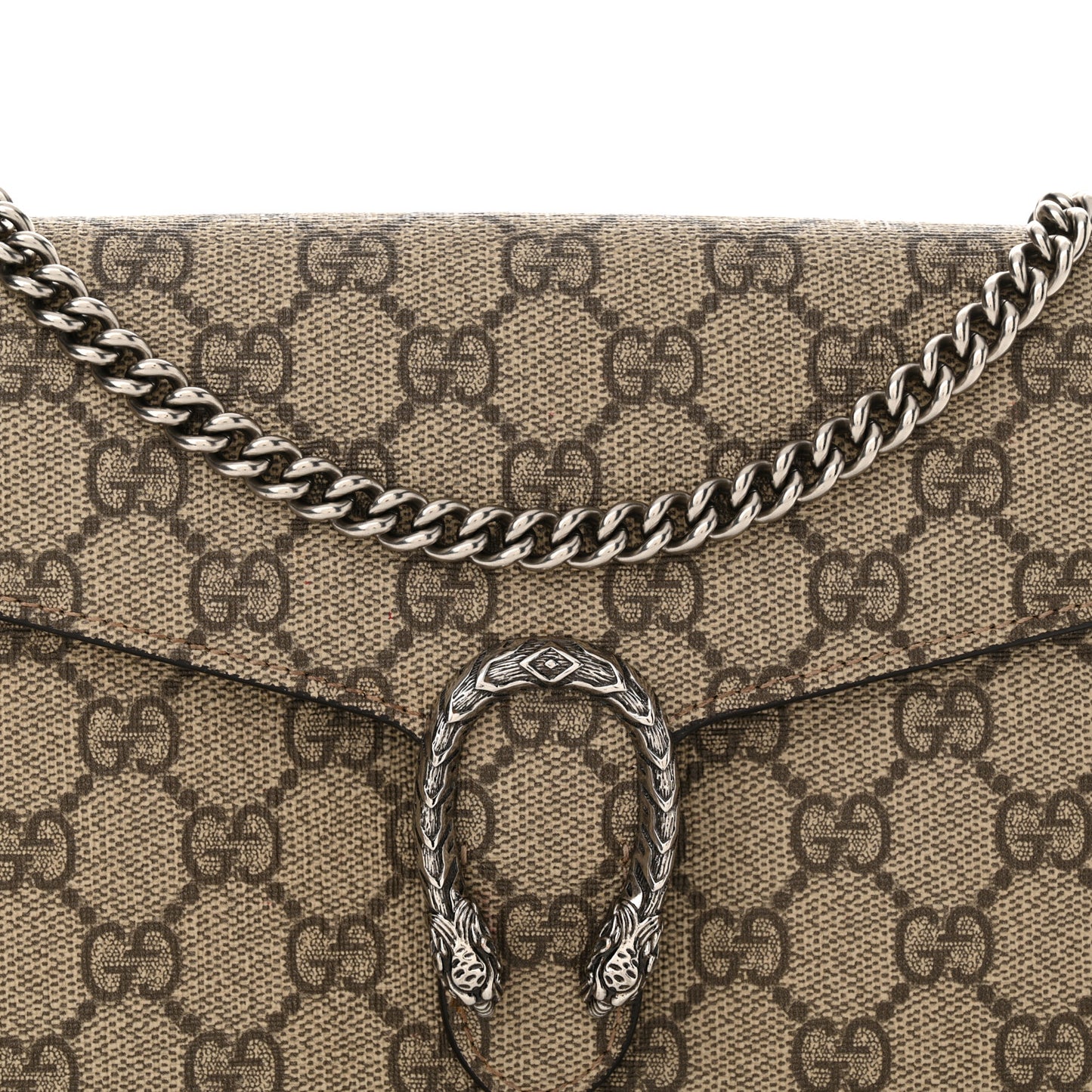 GG Supreme Monogram Mini Dionysus Chain Wallet Beige Taupe