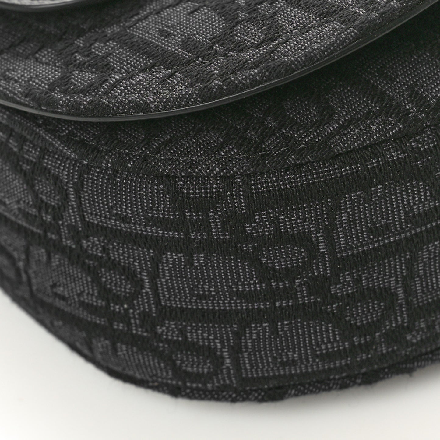 Oblique Jacquard Grained Calfskin Saddle Messenger Pouch Black