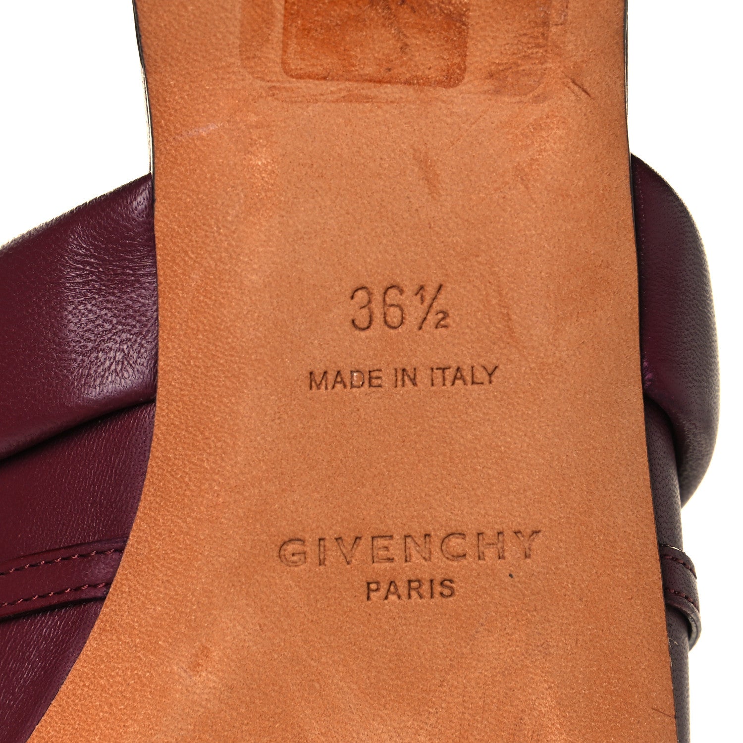 Givenchy Lambskin Elba Logo Mule Slippers 36.5 Burgundy 6 of 9