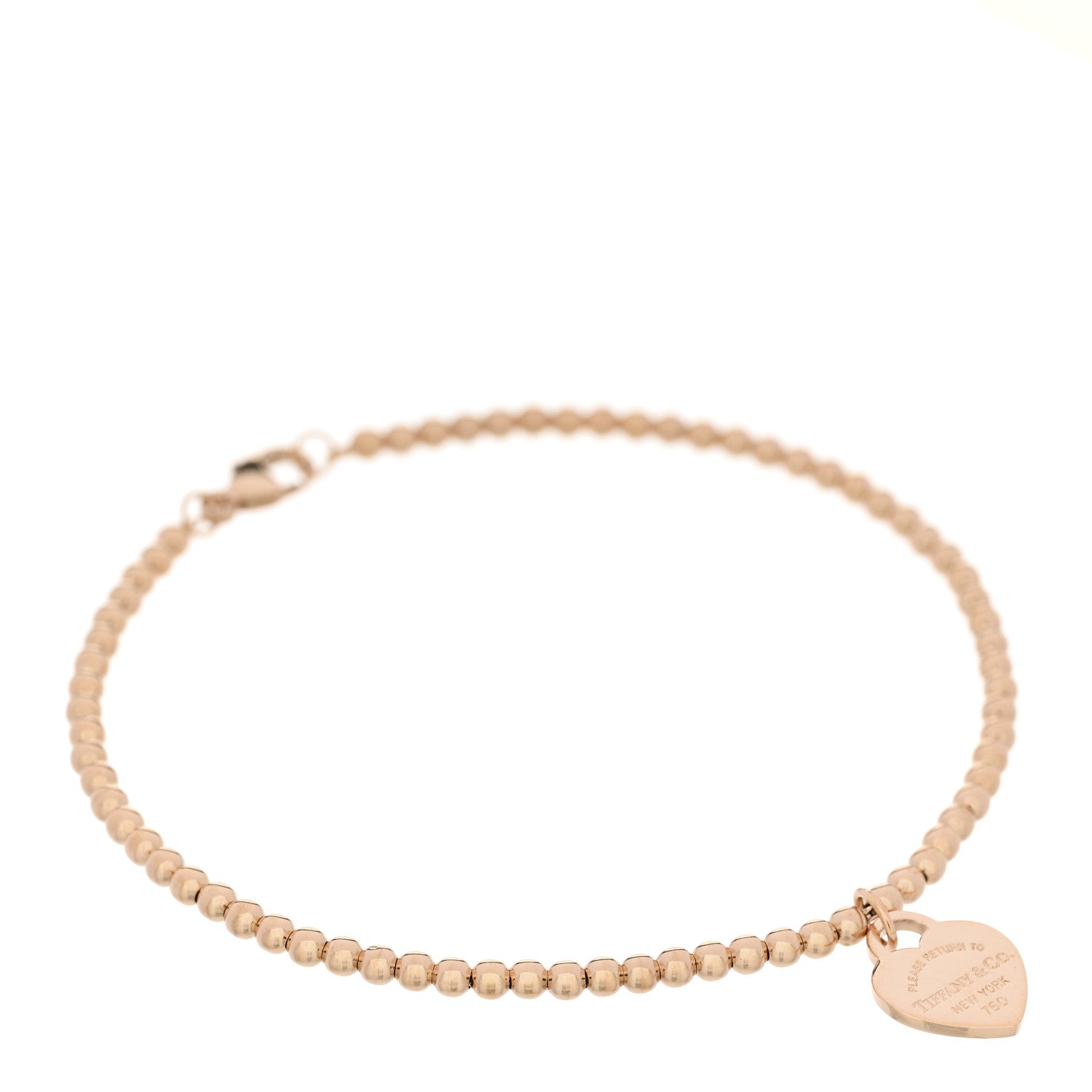 Tiffany 18K Rose Gold Return To Tiffany Mini Bead Heart Tag