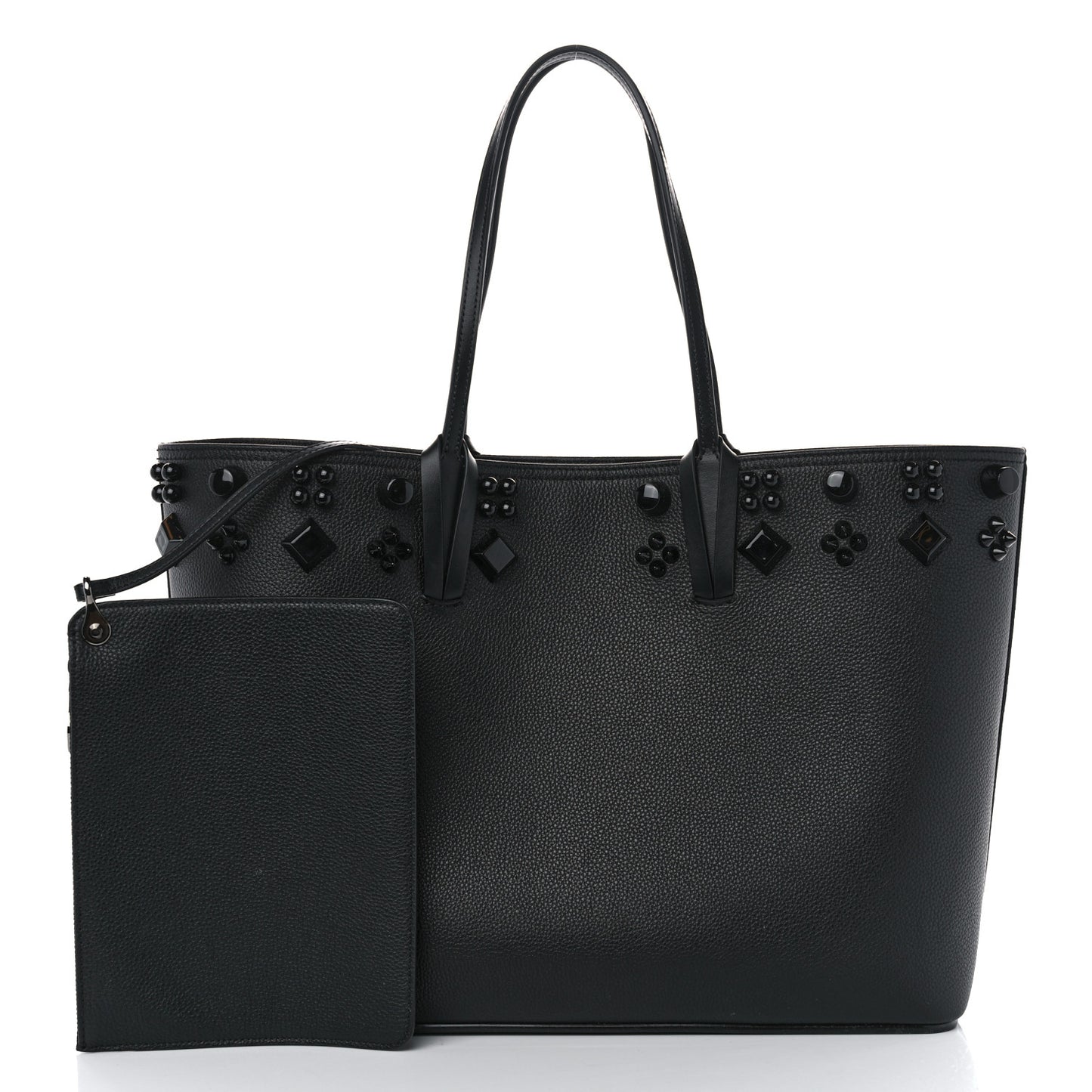Calfskin Empire Spike Studded East West Cabata Tote Black