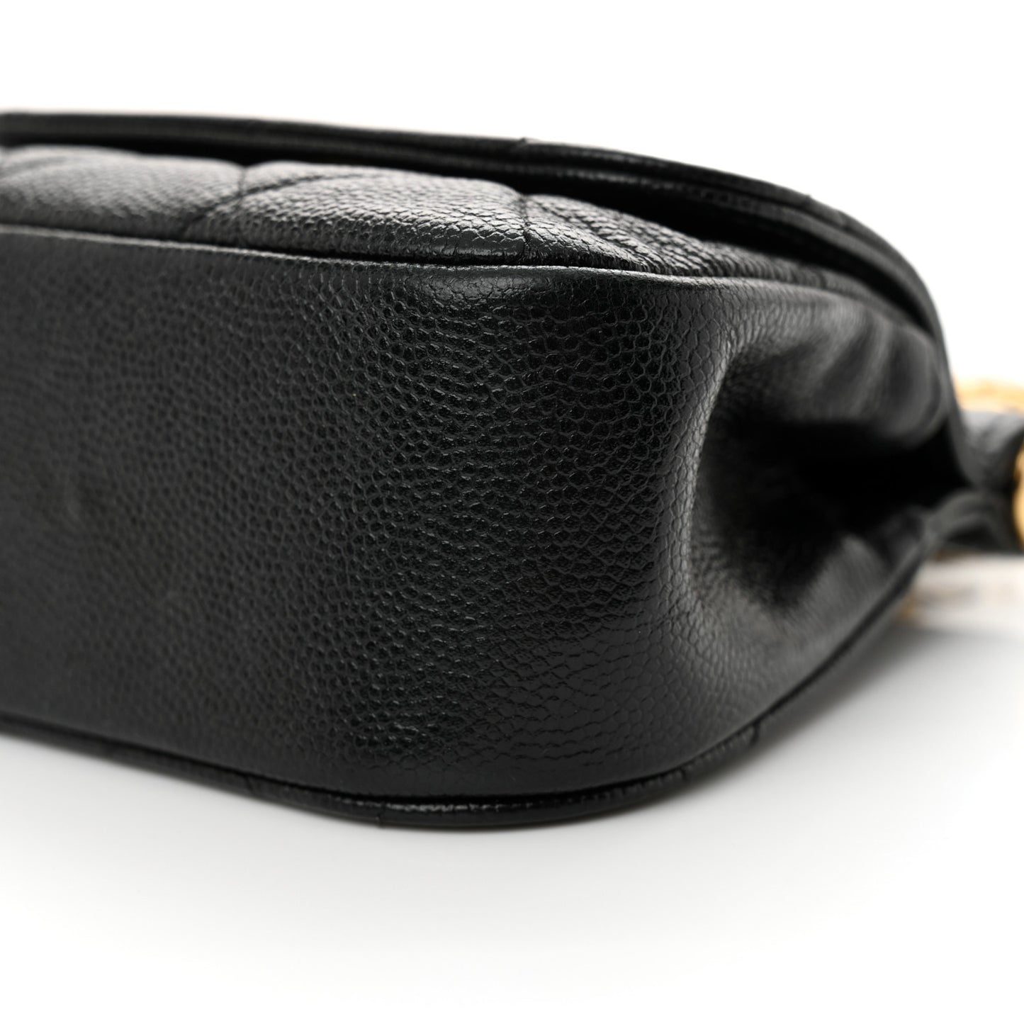Caviar Quilted Mini Flap Clutch With Chain Black