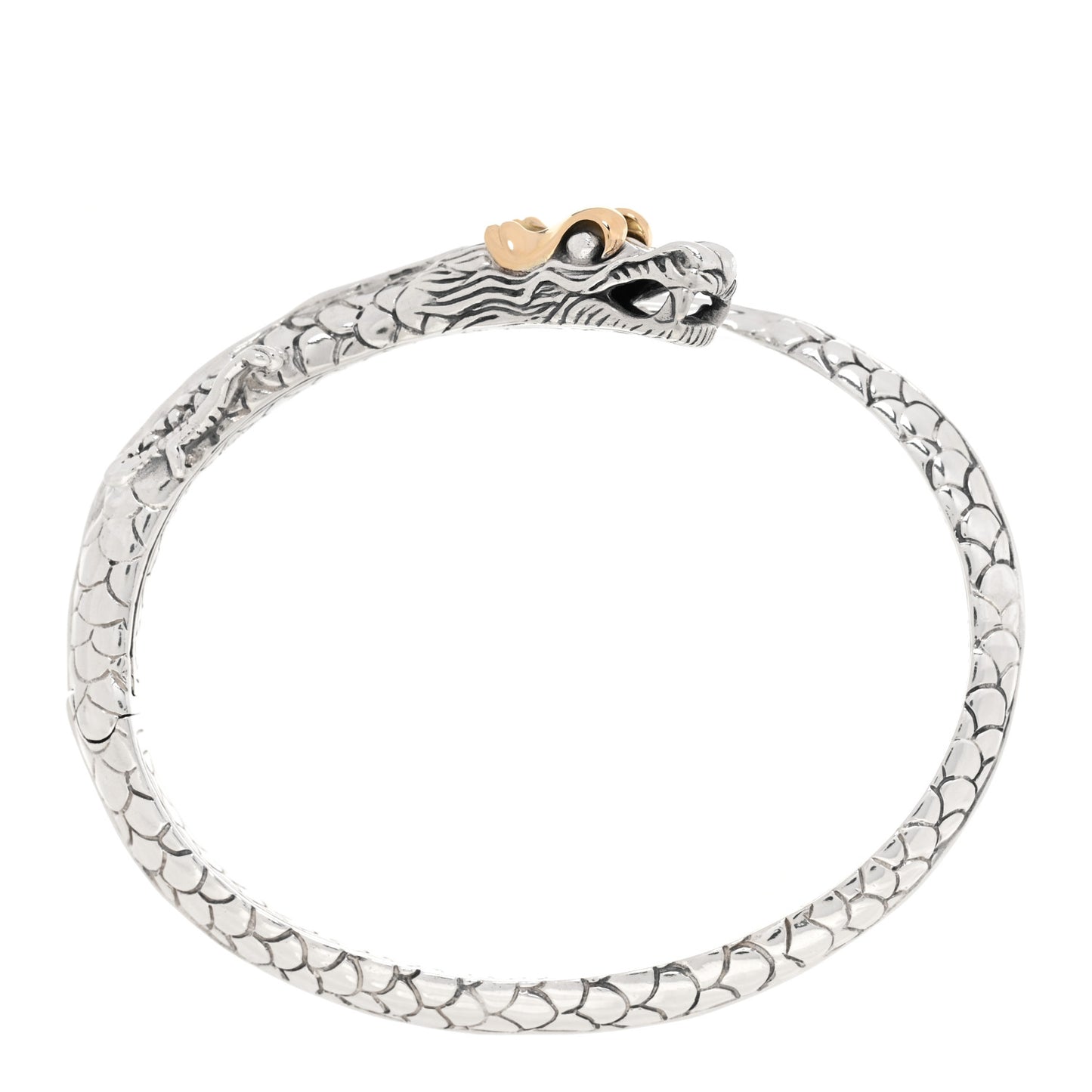 Sterling Silver 18K Yellow Gold Legends Naga Dragon Bypass Cuff Bracelet