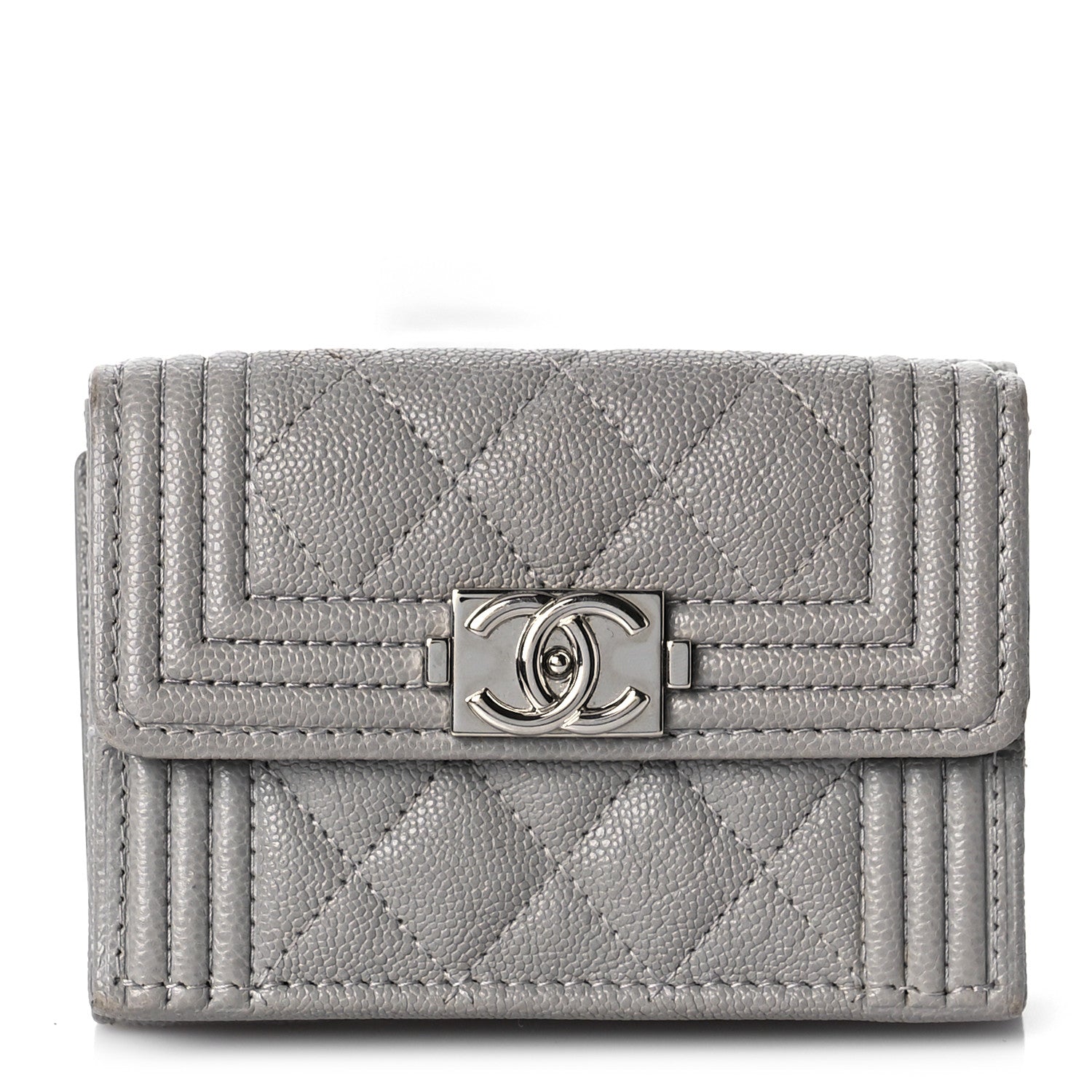 Chanel Caviar Quilted Small Boy Flap Wallet Grey 1 of 11
