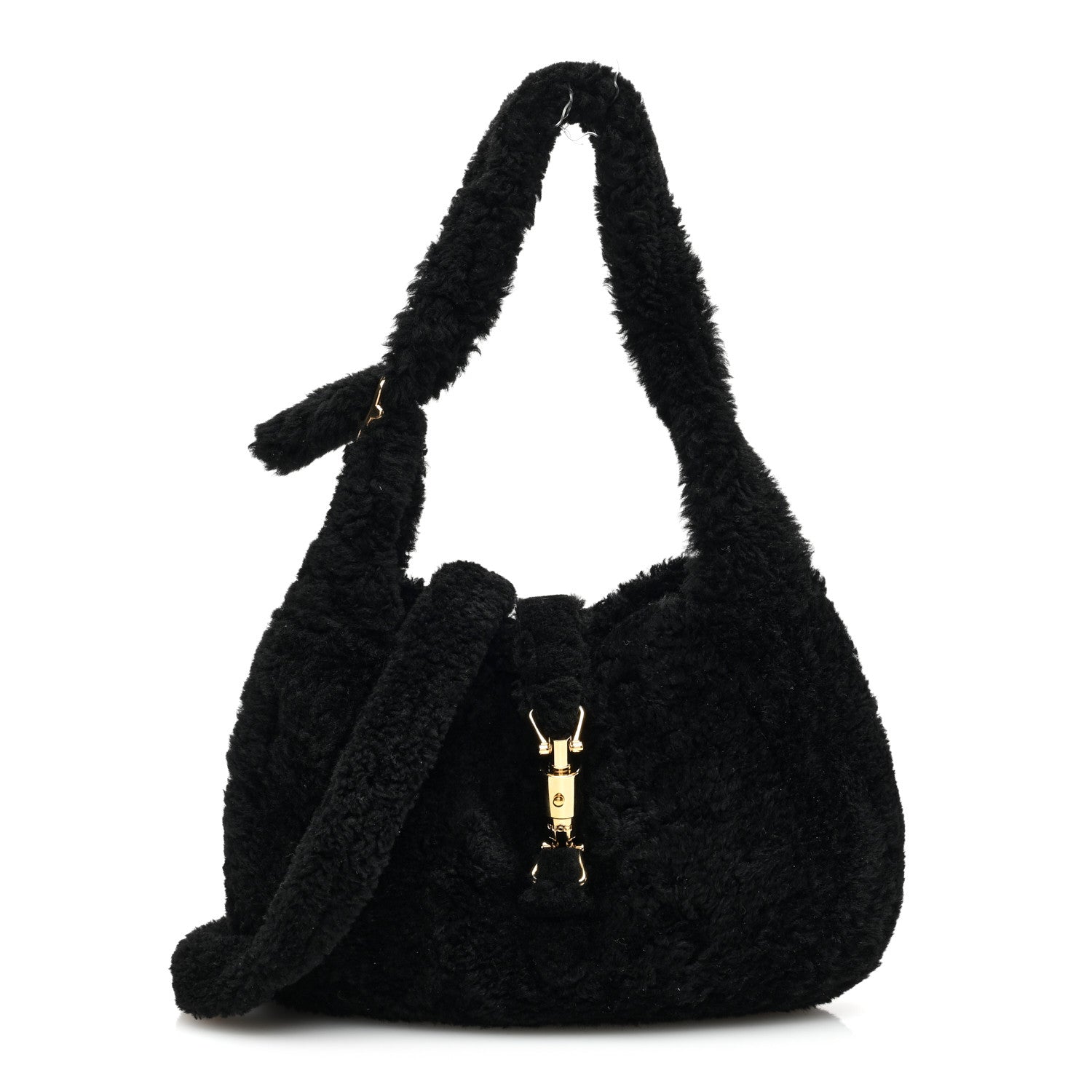 Gucci Shearling Small Jackie 1961 Shoulder Bag Black 1 of 9
