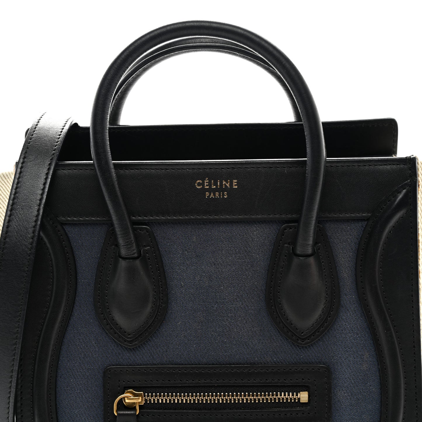 Natural Canvas Smooth Calfskin Nano Luggage Navy