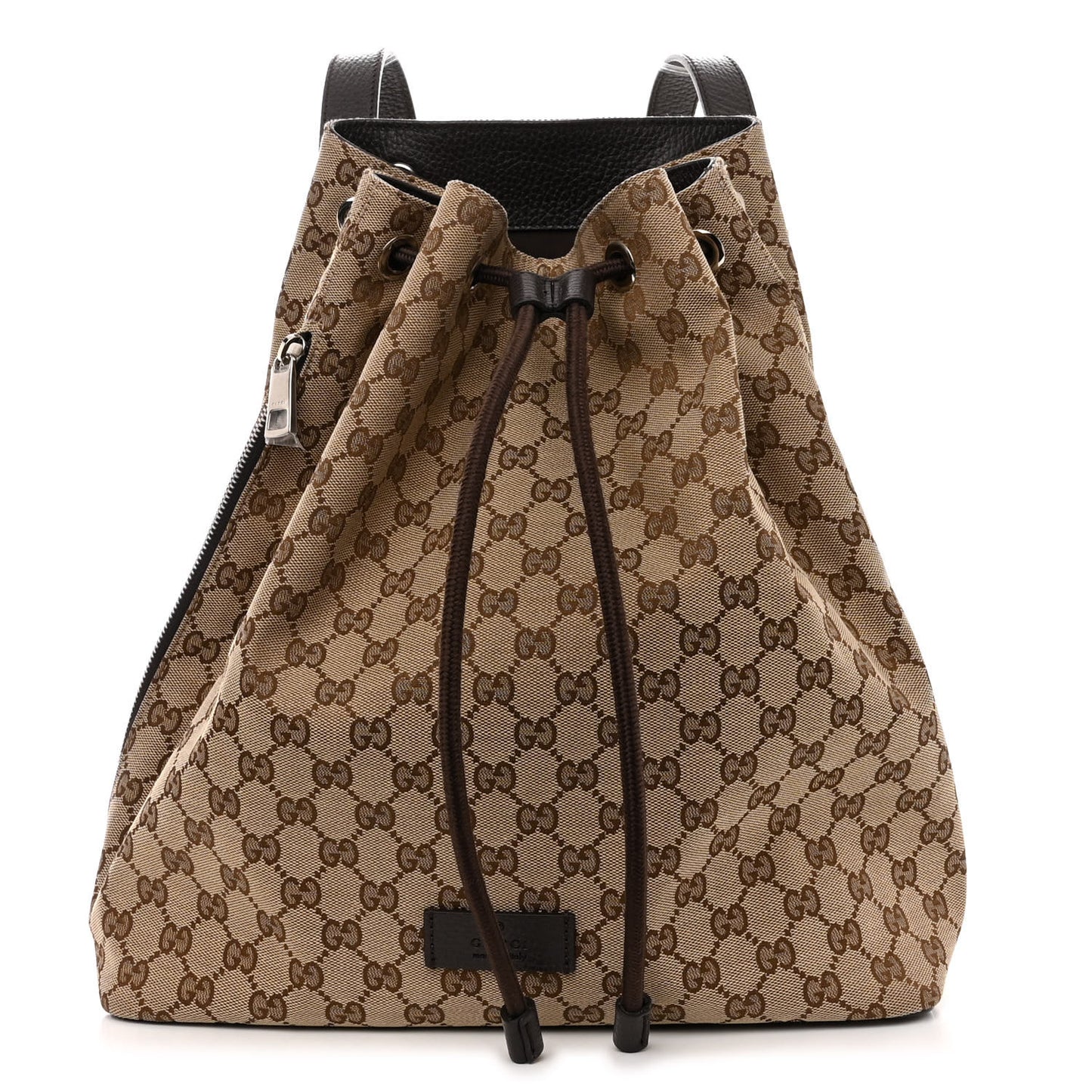 Monogram Dollar Calfskin O Drawstring Backpack Beige Ebony Testa di Moro Dark Chocolate