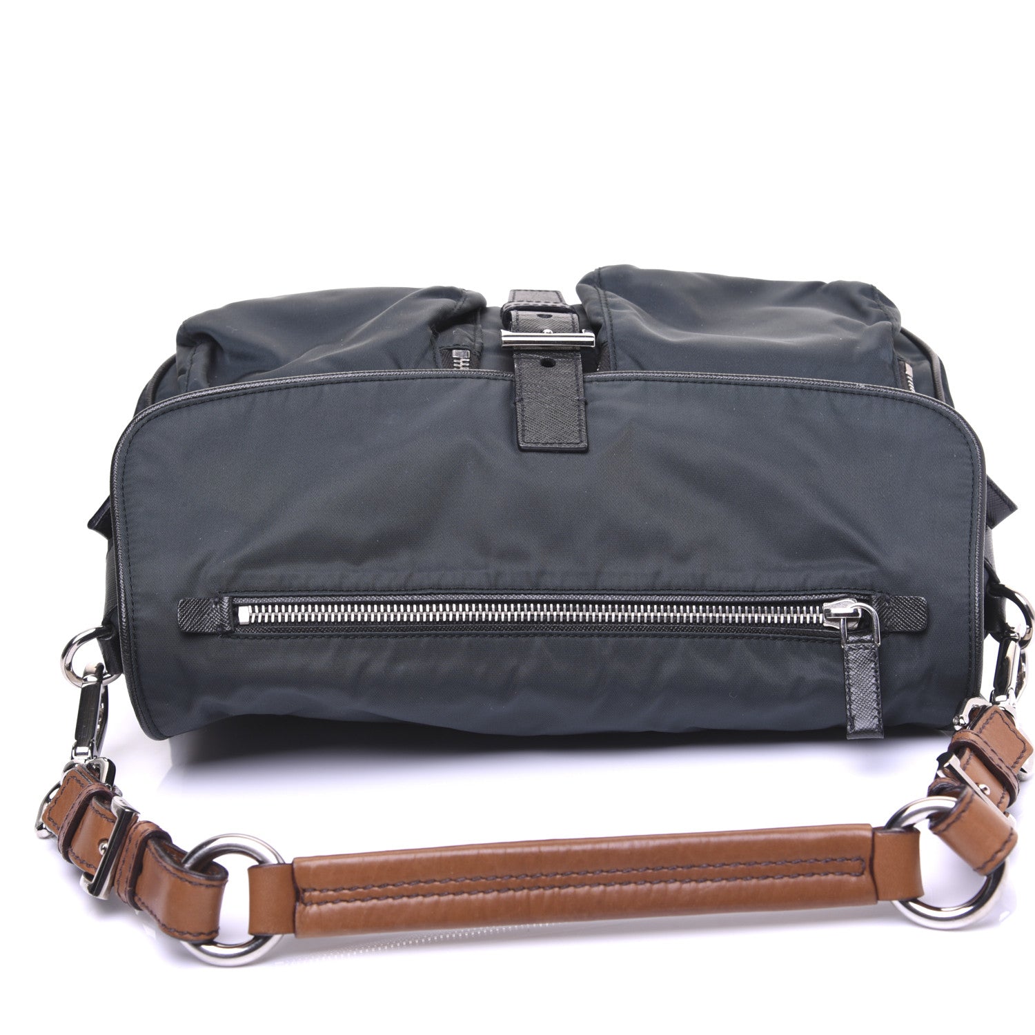 Prada Tessuto Nylon Saffiano Shoulder Bag Dark Green 13 of 18