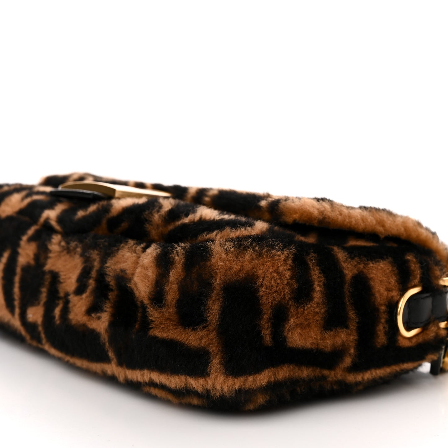 Shearling Vitello Dolce Macro FF 1974 Baguette Tobacco Black