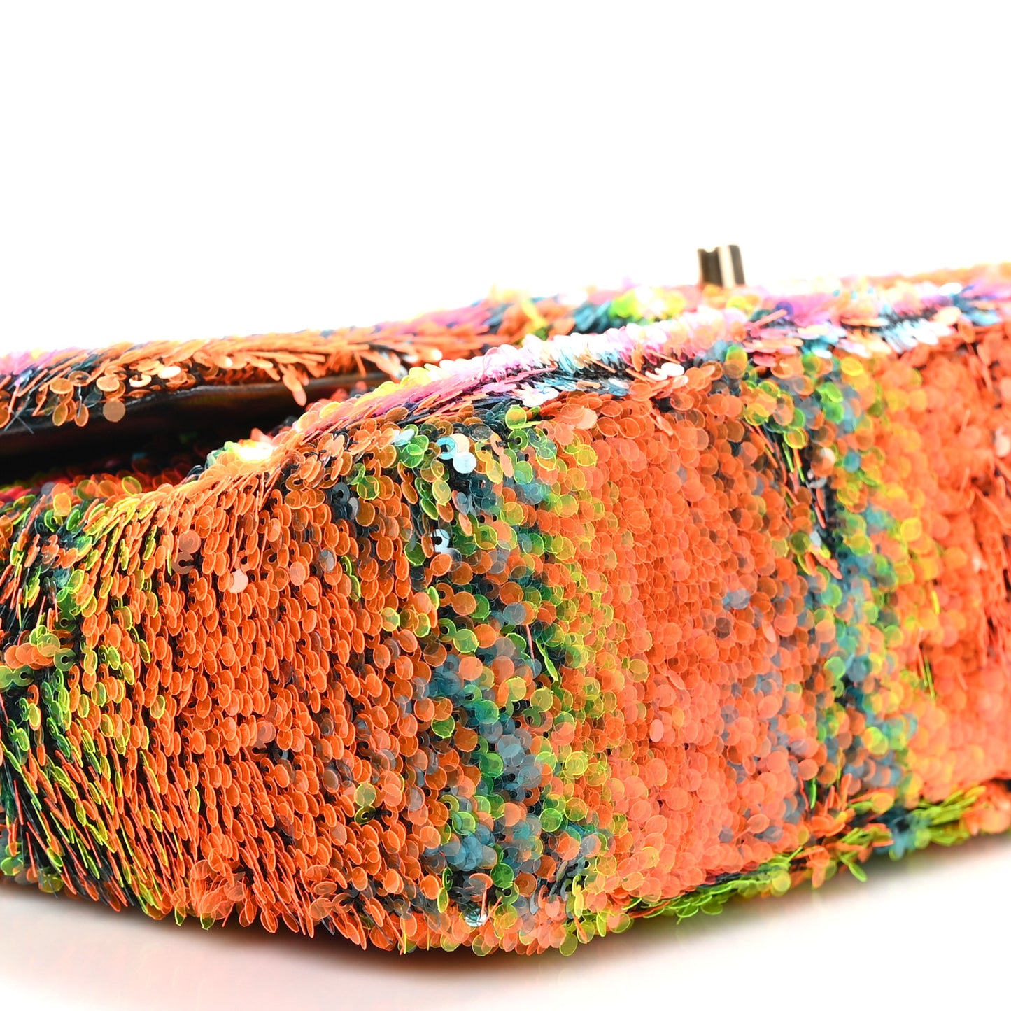 Sequin Logo Single Flap Orange Turquoise Pink
