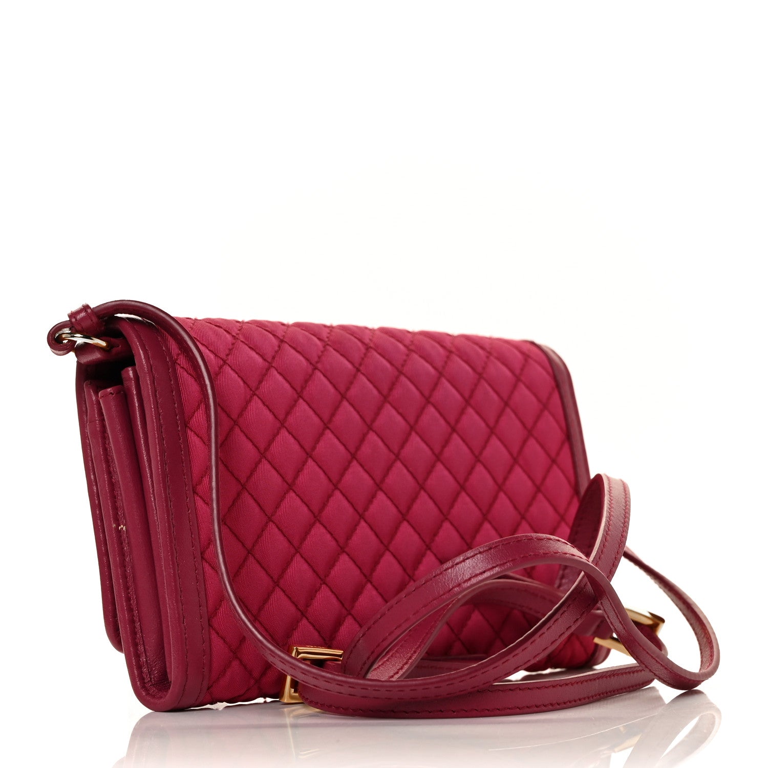 Prada Tessuto Quilted Mini Crossbody Wallet Ibisco 3 of 9