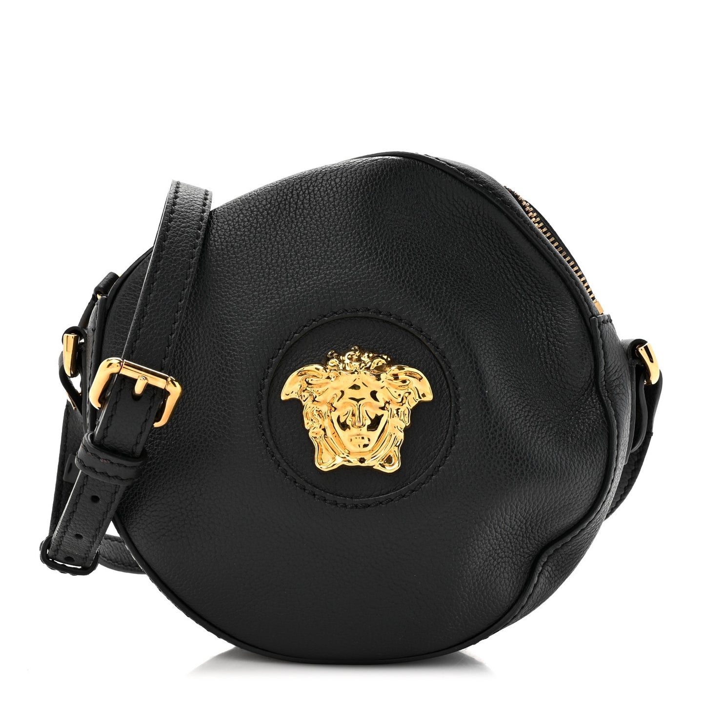 Calfskin La Medusa Round Camera Bag Black