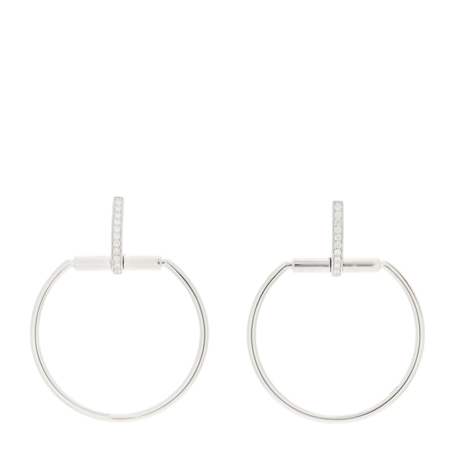 18K White Gold Diamond Classica Parisienne Round Drop Earrings