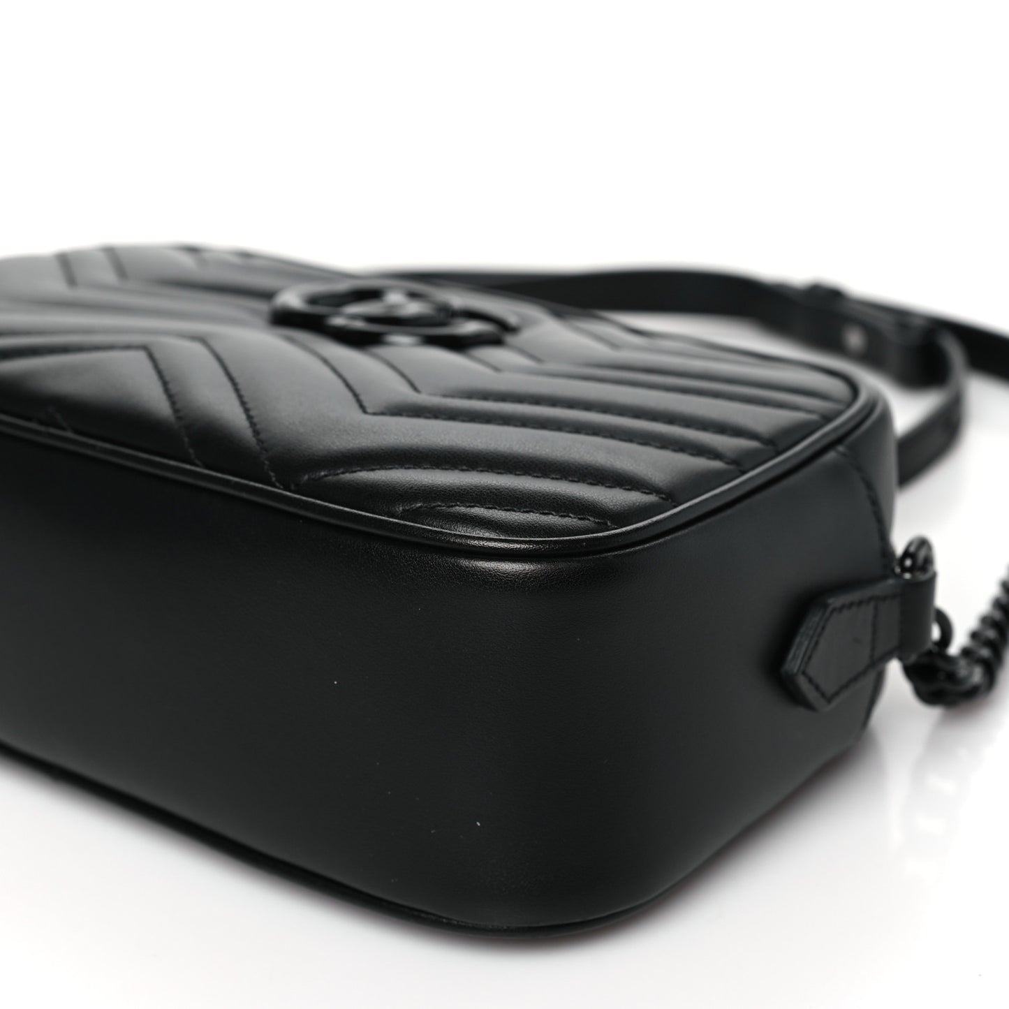 Calfskin Matelasse Monochrome Small GG Marmont Chain Shoulder Bag Black