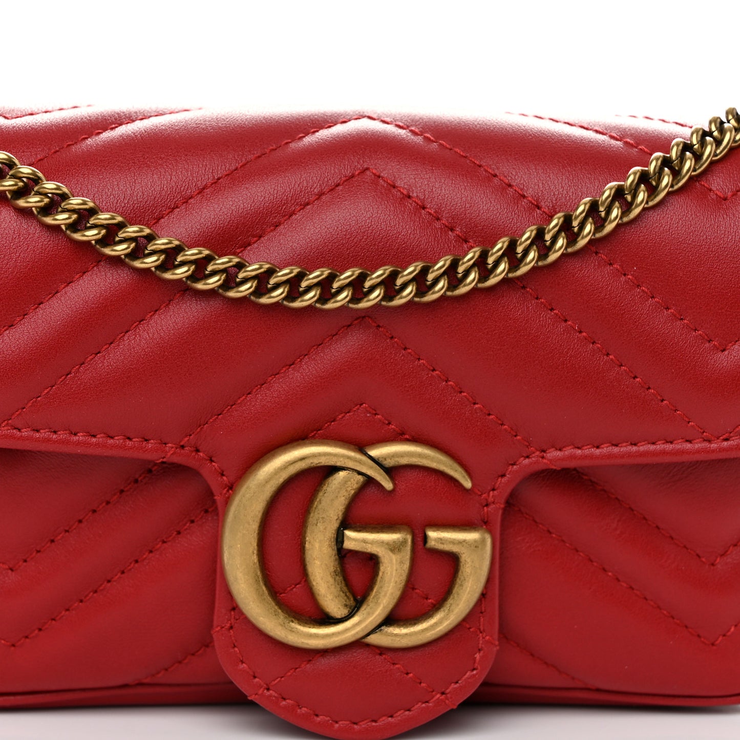 Calfskin Matelasse Super Mini GG Marmont Shoulder Bag Hibiscus Red