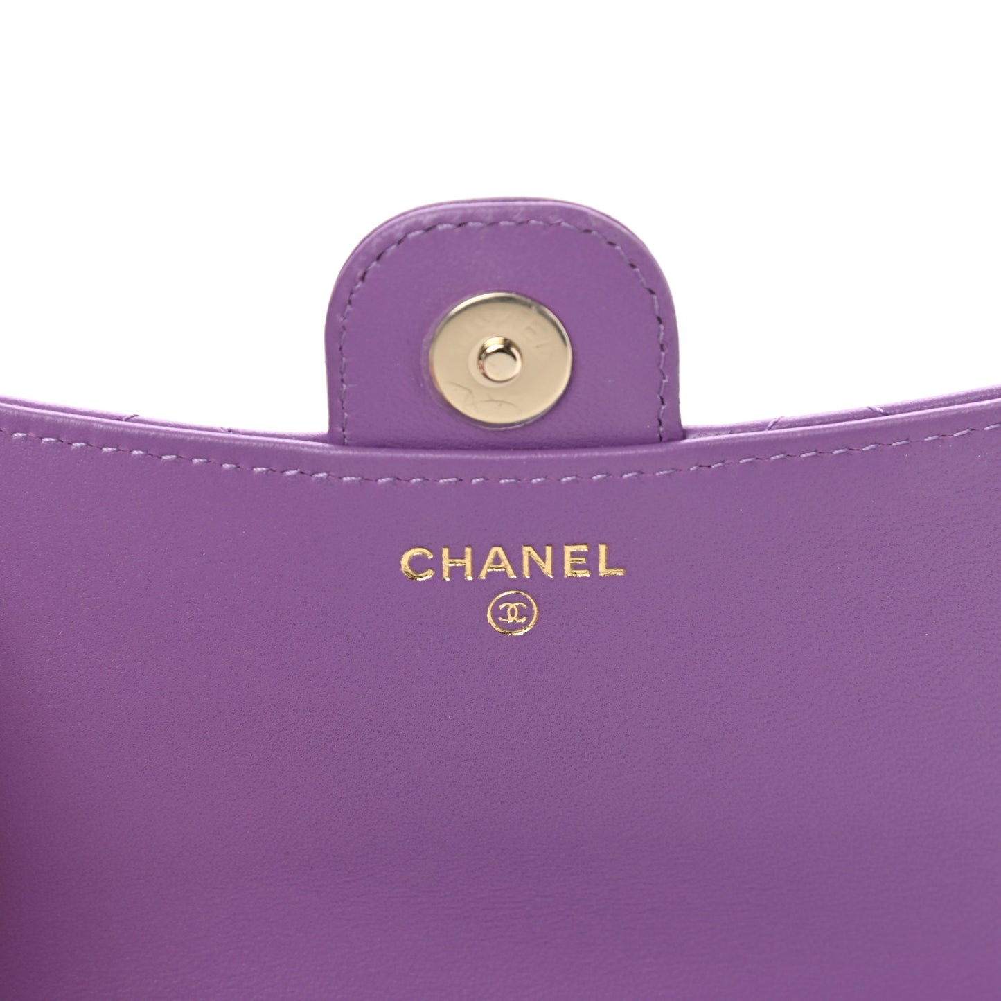 Lambskin Quilted Flap Phone Holder With Chain Purple