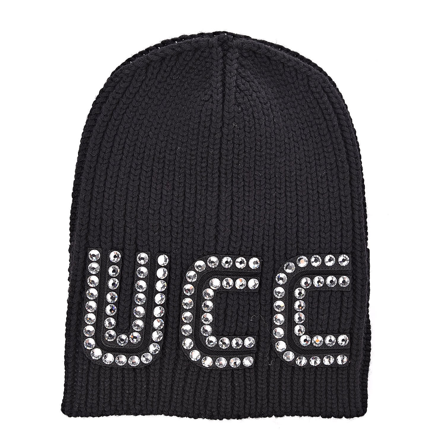 Gucci X SEGA Wool Crystal Guccy Beanie Hat M Black 445363