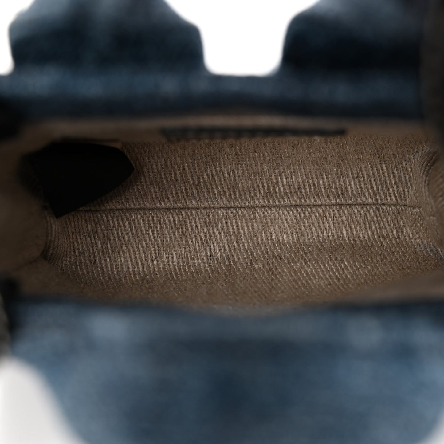 Denim Calfskin Nano Woody Ribbon Tote With Strap Blue