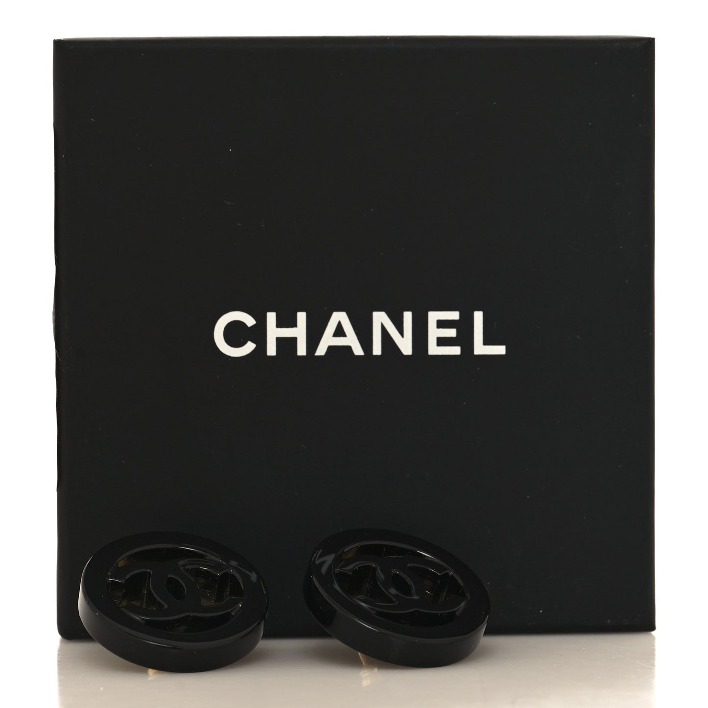 Resin CC Round Earrings Gold Black