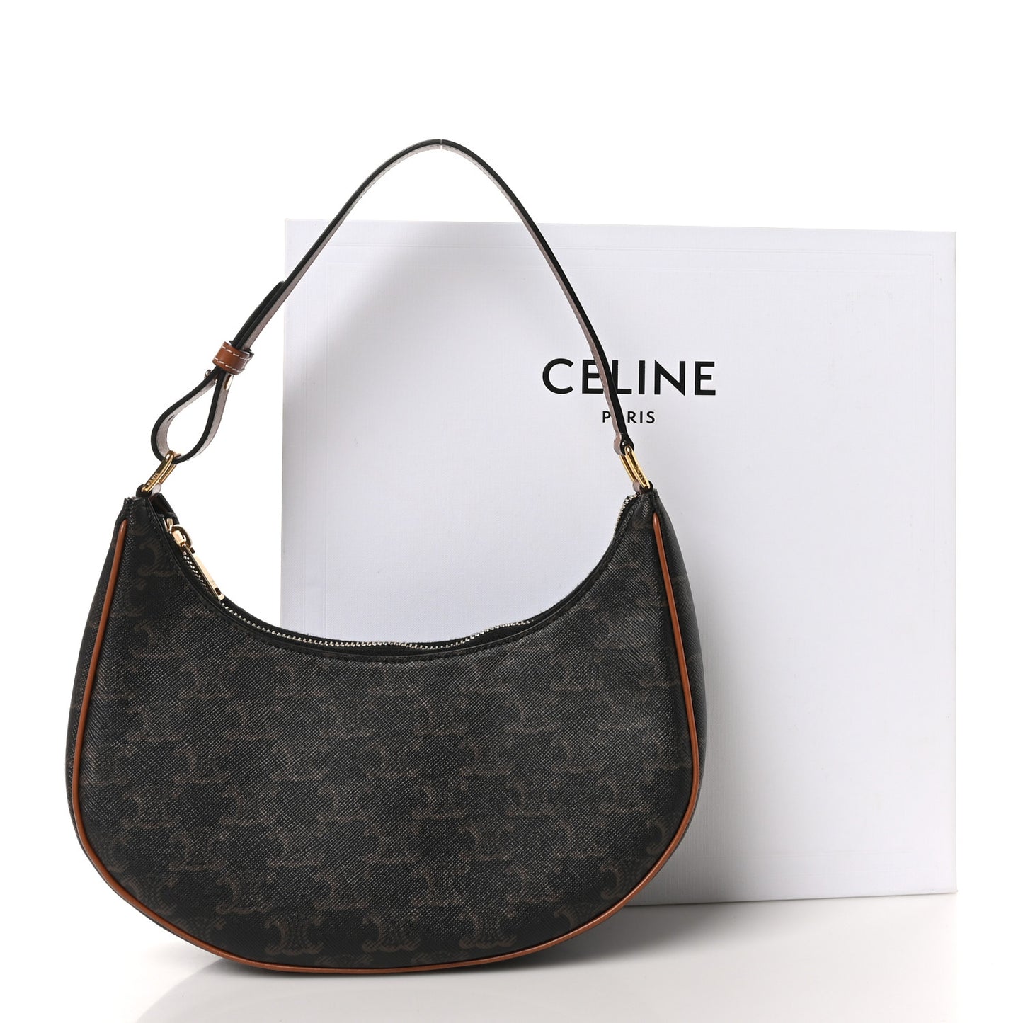 Triomphe Canvas Calfskin Ava Shoulder Bag Tan