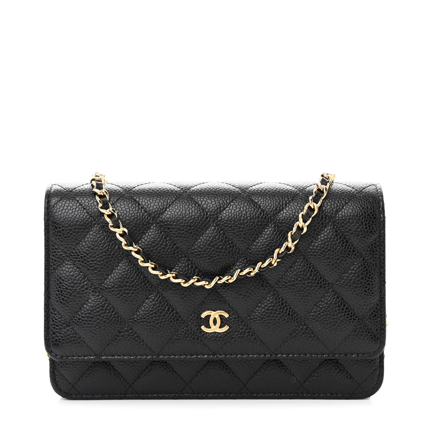 Caviar Quilted Wallet on Chain WOC Black
