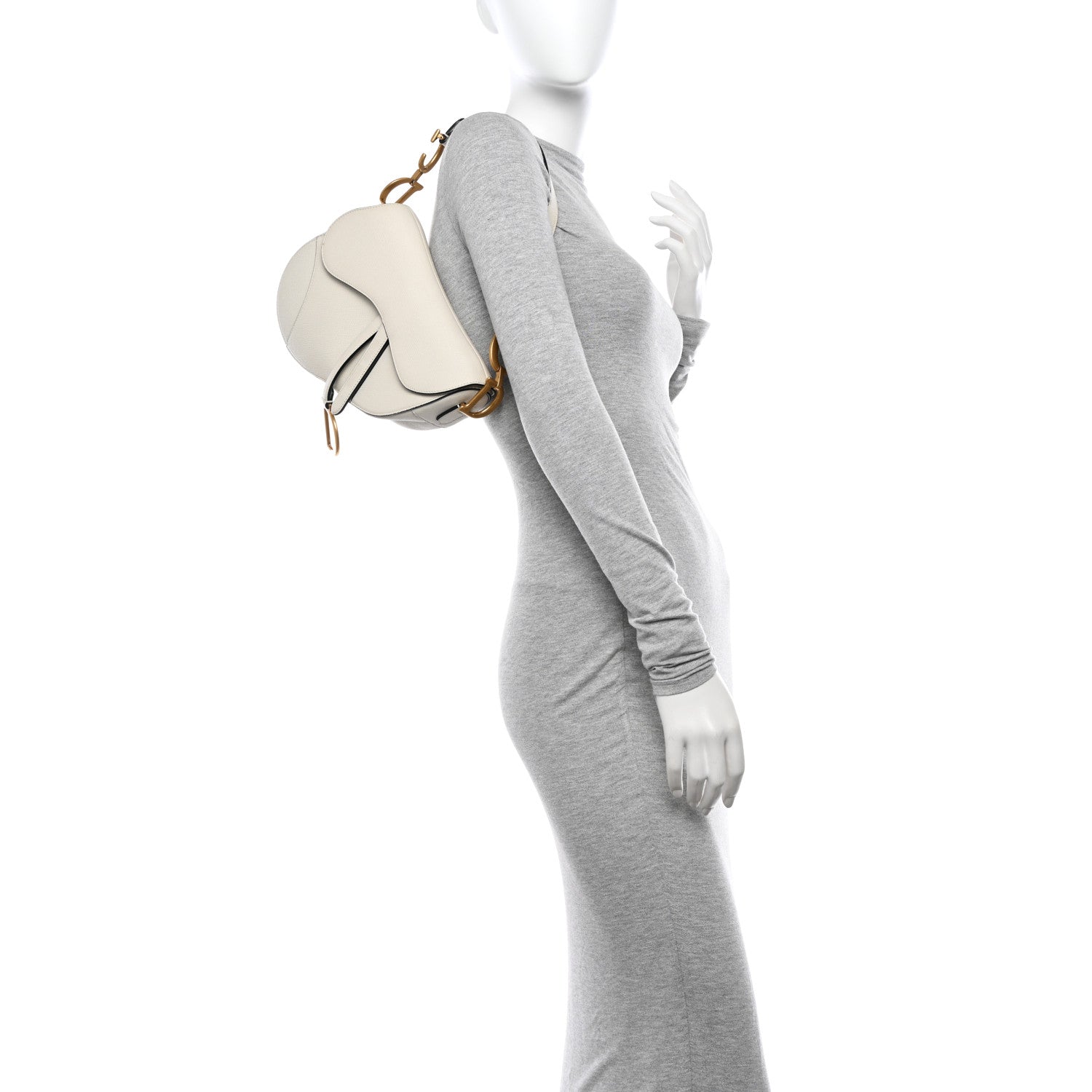 Christian Dior Grained Calfskin Saddle Bag White 2 of 9