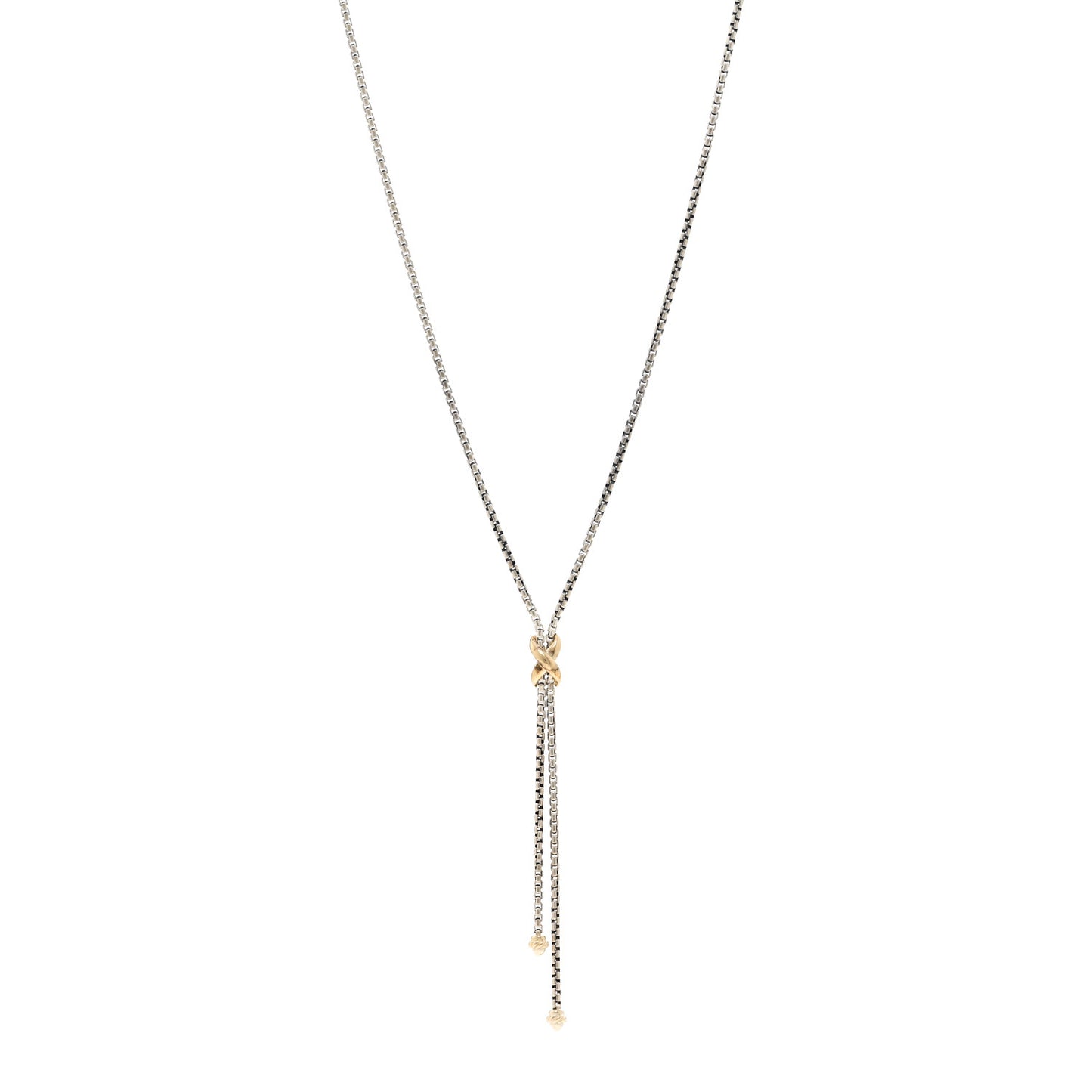 Sterling Silver 18K Yellow Gold Petite X Lariat Necklace