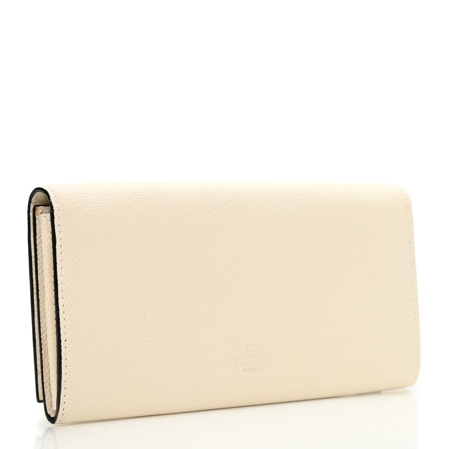 Calfskin Rockstud Flip Lock Wallet White