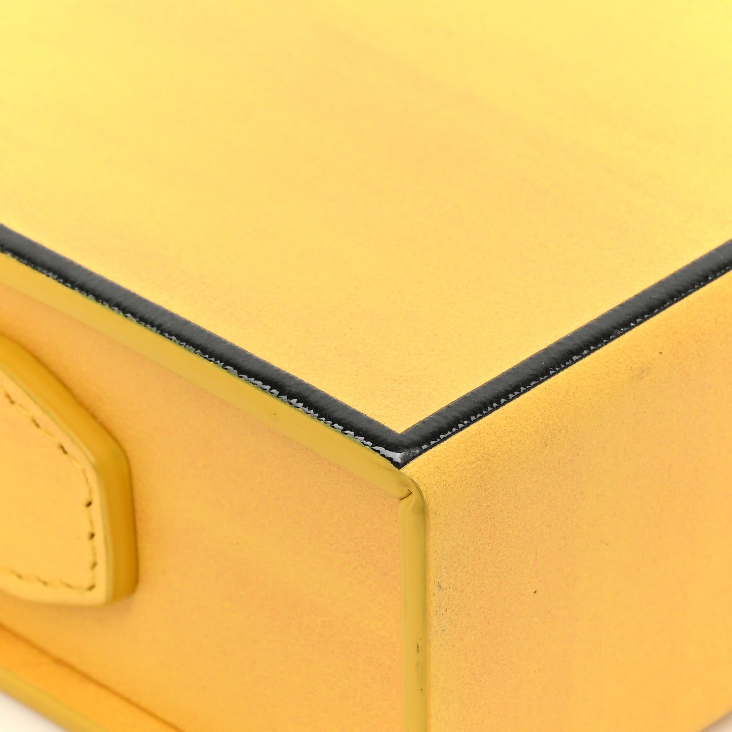 Vitello Fluffy Logo Horizontal Box Crossbody Bag Yellow Box Black