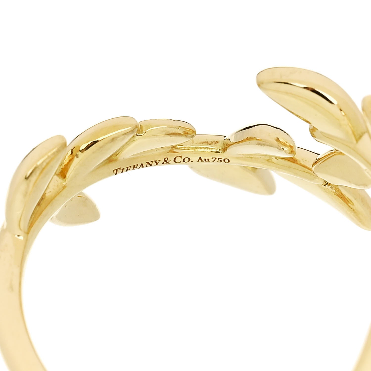 Tiffany 18K Yellow Gold Paloma Picasso Olive Leaf Bypass Ring 58 8.5 4 of 4