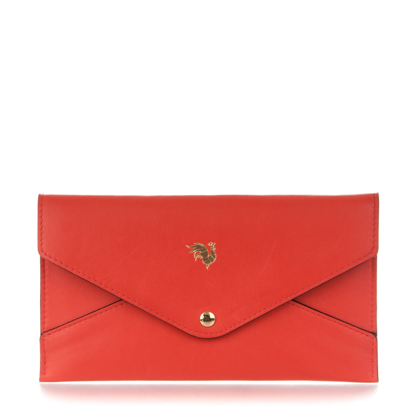 Veau Cachemire Chinese New Year Rooster Envelope Pouch Red