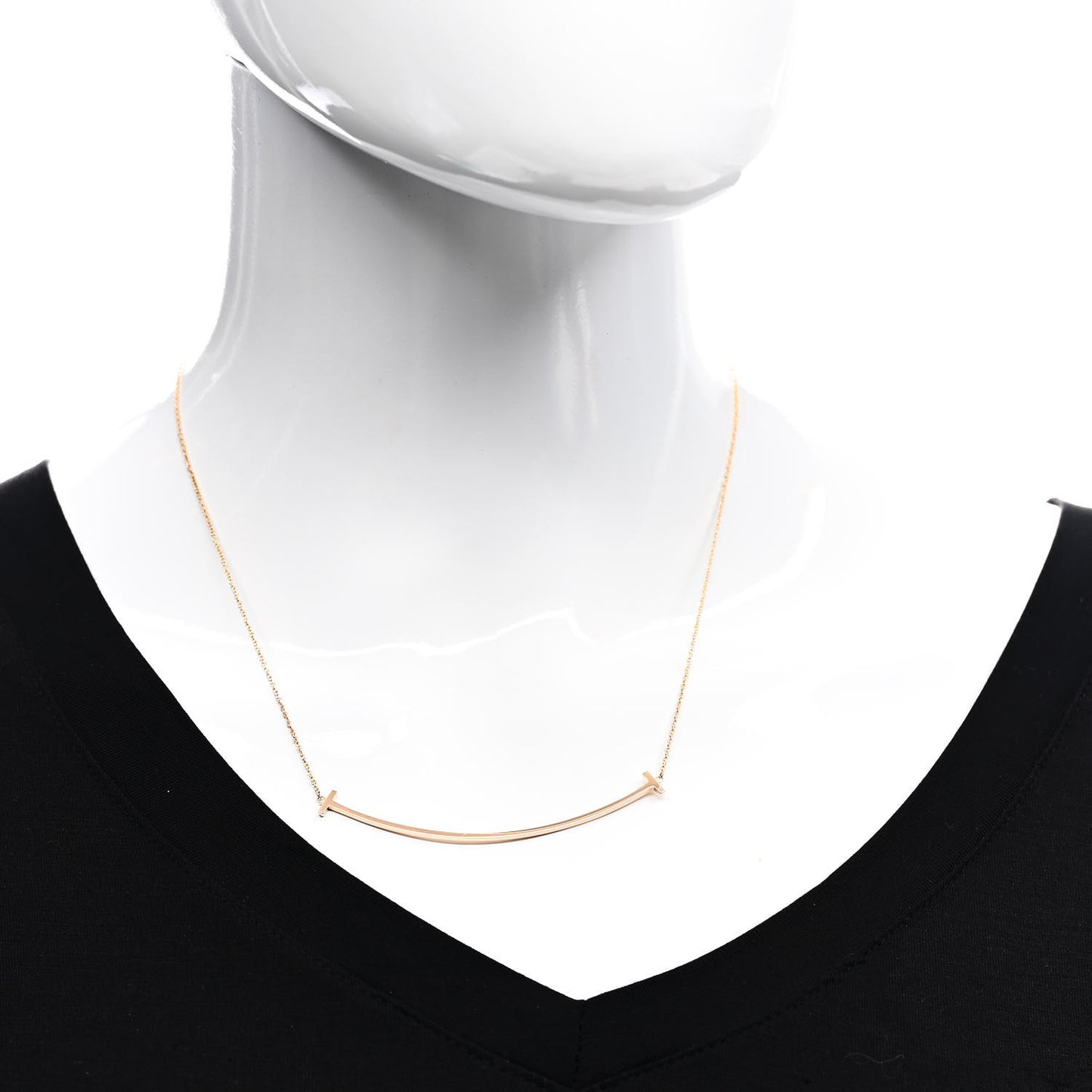 18K Rose Gold Large T Smile Pendant Necklace
