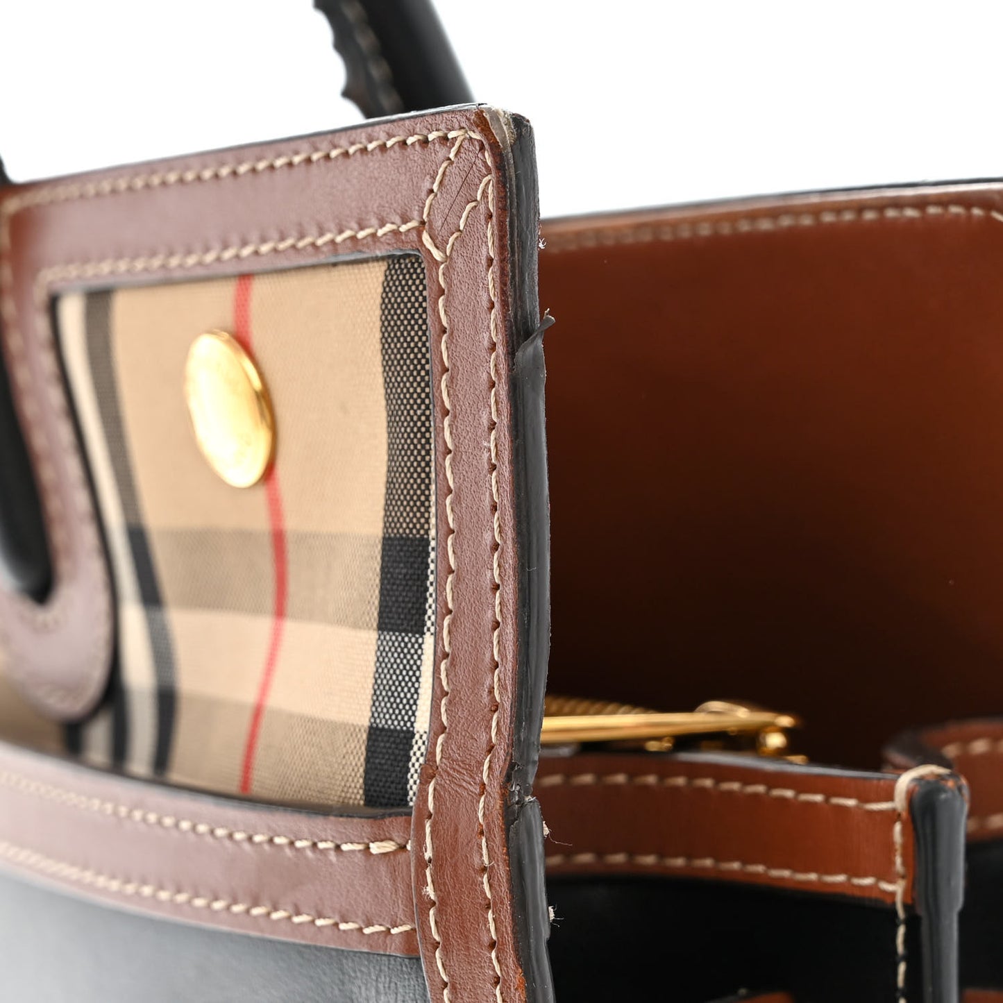 Calfskin Vintage Check Medium Two Handle Title Bag Black