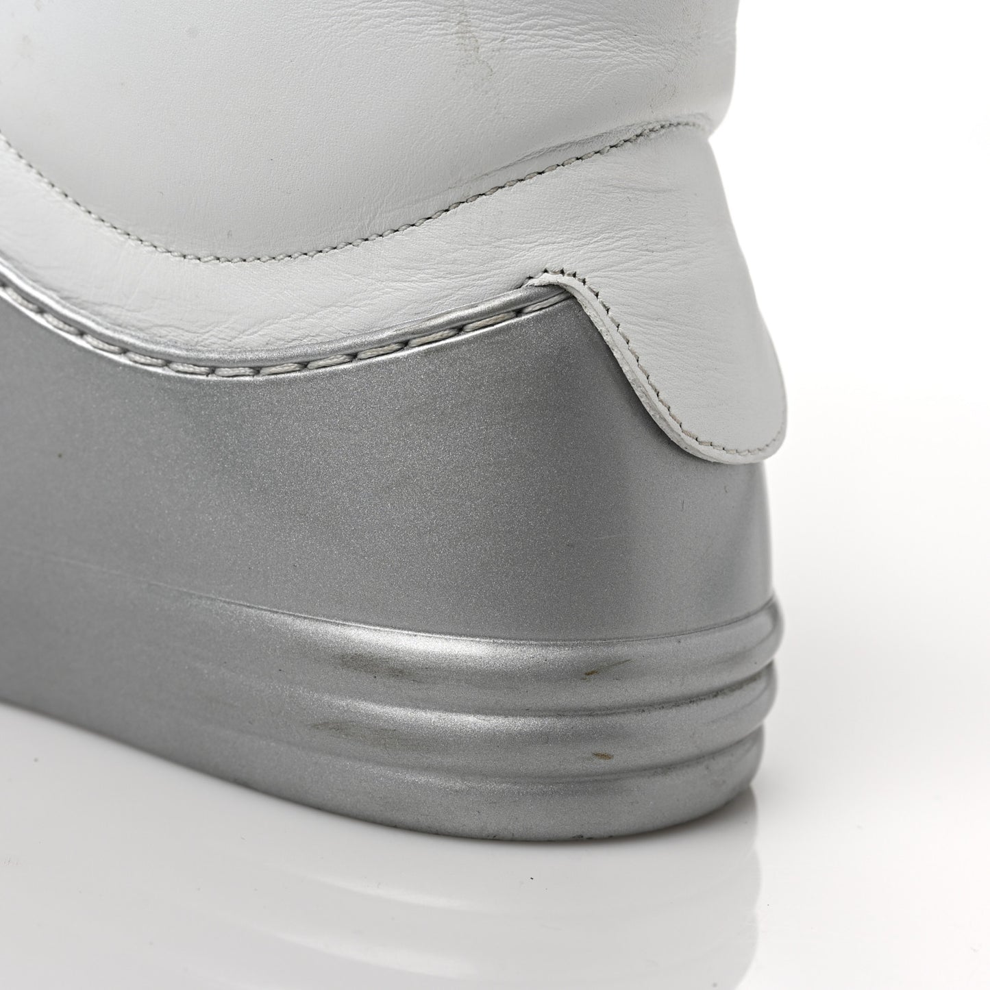 Patent Lambskin High Top Sneakers 37 White Silver