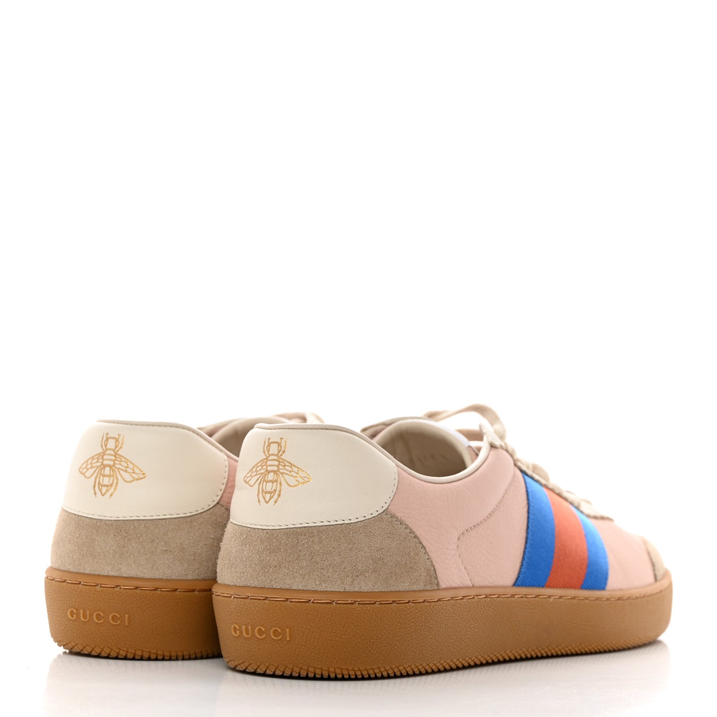 Calfskin Suede Web Mens G74 Sneakers 8.5 Oatmeal Soft Rose