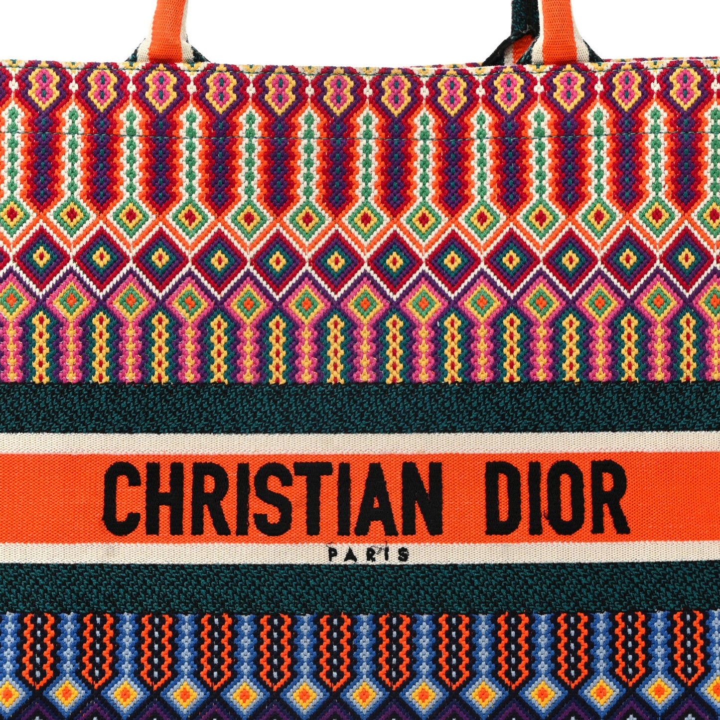 Canvas Embroidered Large Book Tote Orange Multicolor