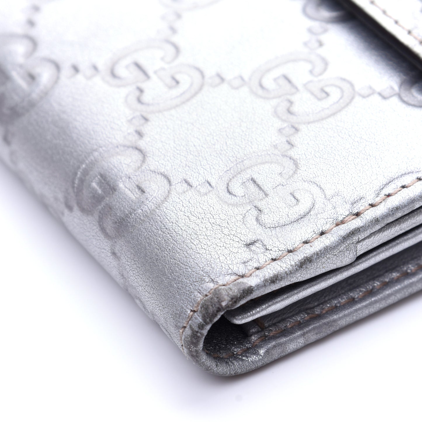 Guccissima Heart Continental Wallet Silver