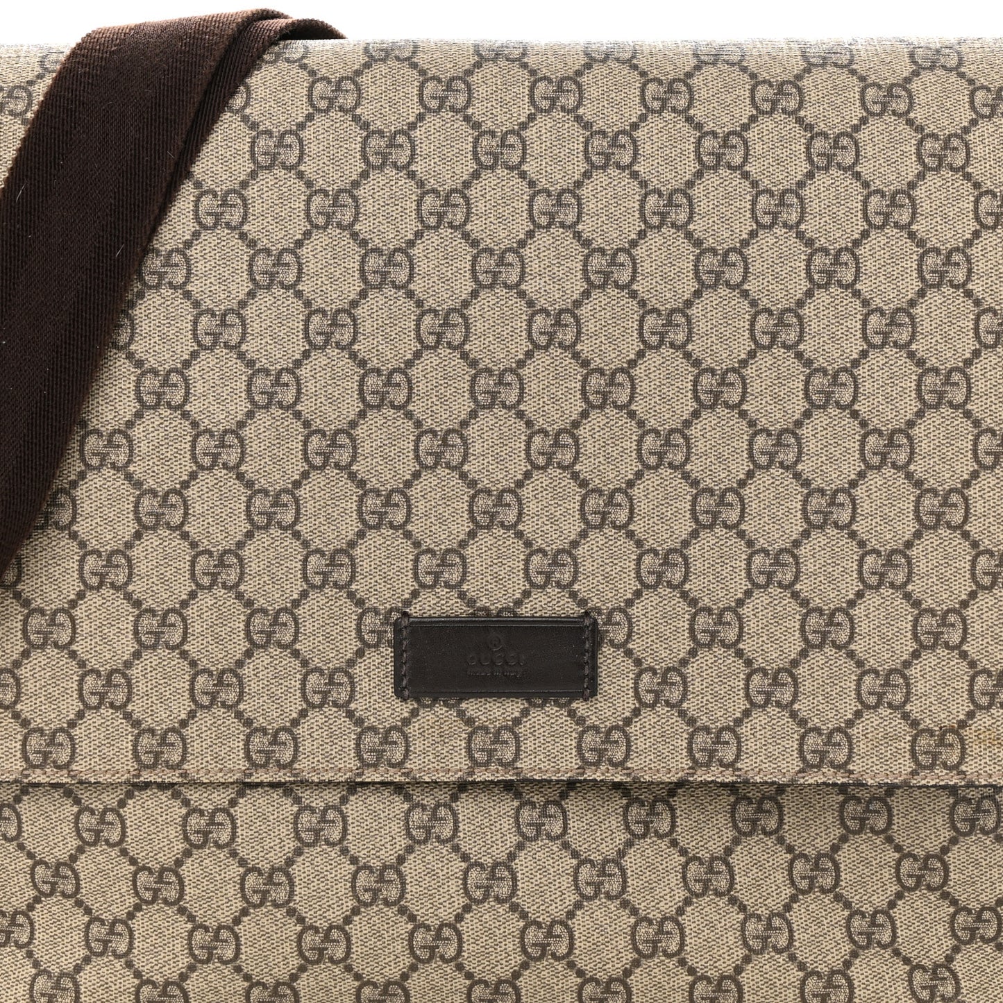 GG Plus Monogram Messenger Diaper Bag Dark Brown