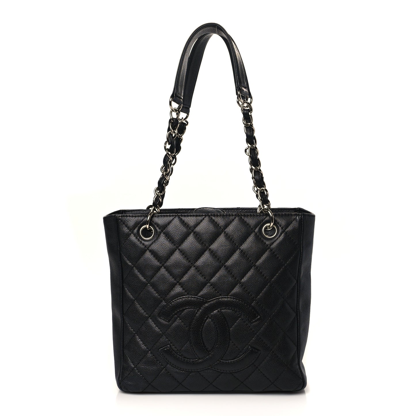 Caviar Quilted Petit Shopping Tote PST Black