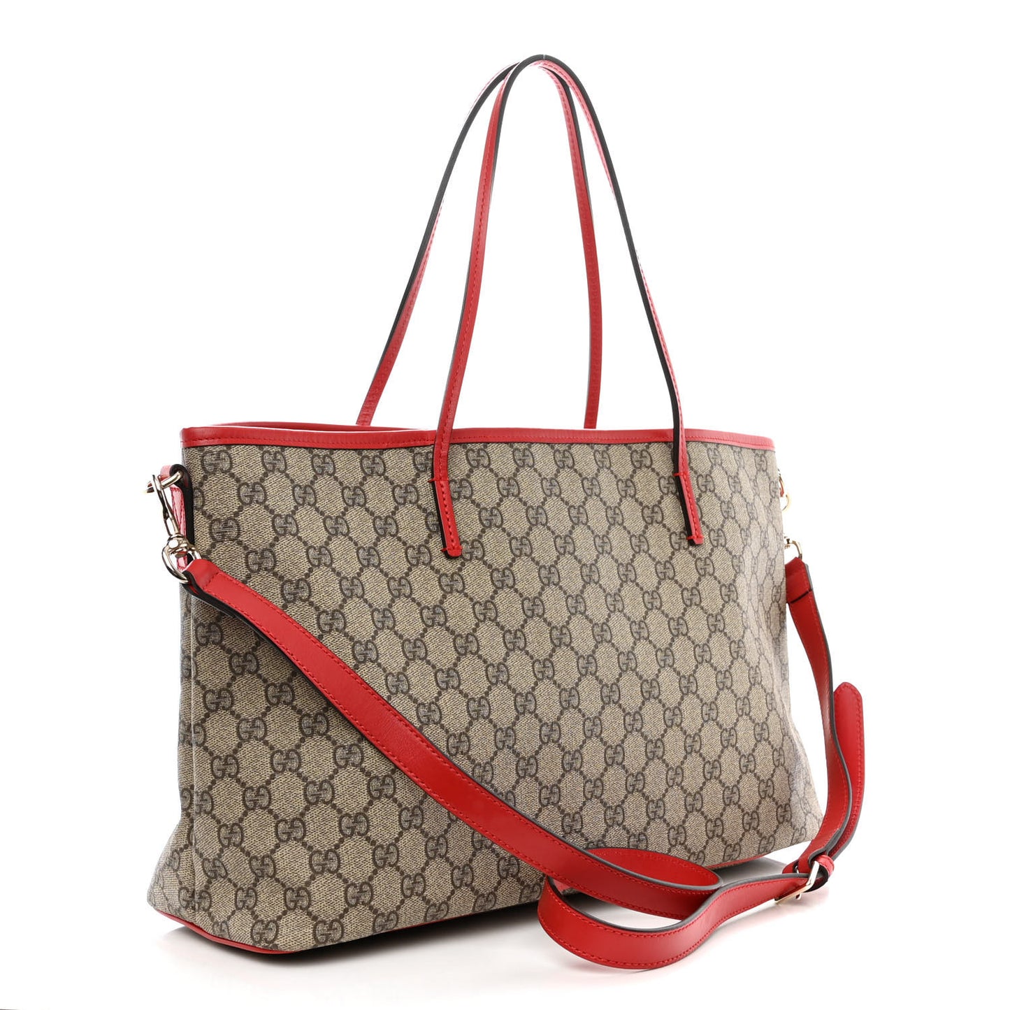 GG Supreme Monogram Medium Zippered Tote Red