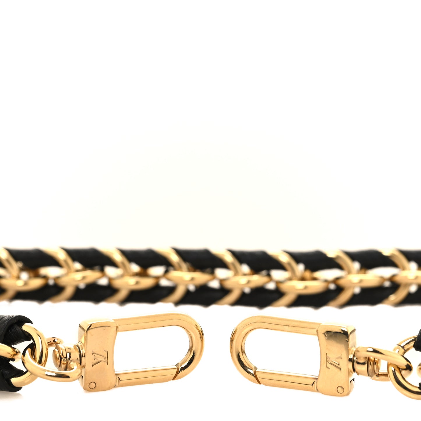 Calfskin Vanity Chain Pouch Shoulder Strap Black Gold