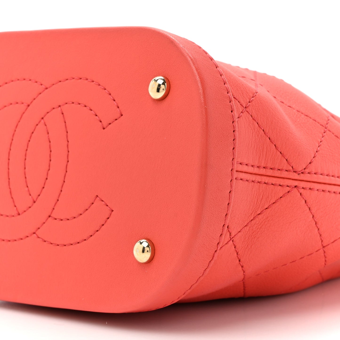 Calfskin Stitched Mini Drawstring CC Bag Red